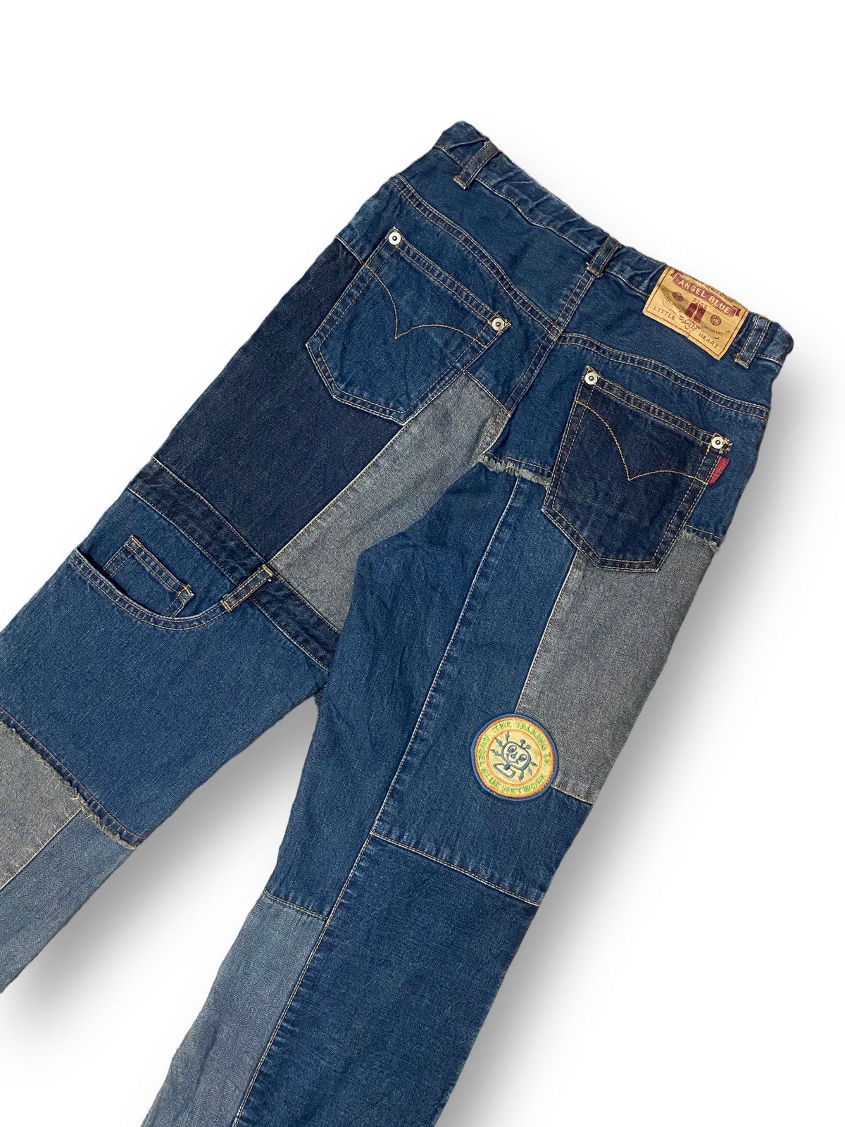 20471120 × Beauty Beast JAPAN ANGEL BLUE PATCHWORK JEANS ART PATCHES POCKET WORKWEAR Size US 27 - 7 Thumbnail