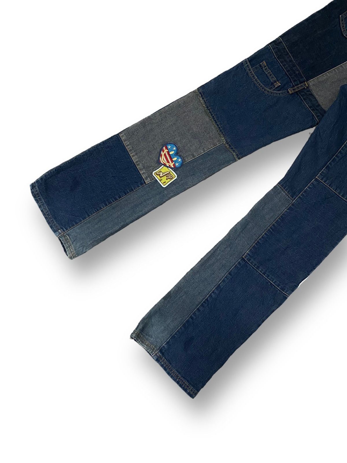 20471120 × Beauty Beast JAPAN ANGEL BLUE PATCHWORK JEANS ART PATCHES POCKET WORKWEAR Size US 27 - 6 Thumbnail