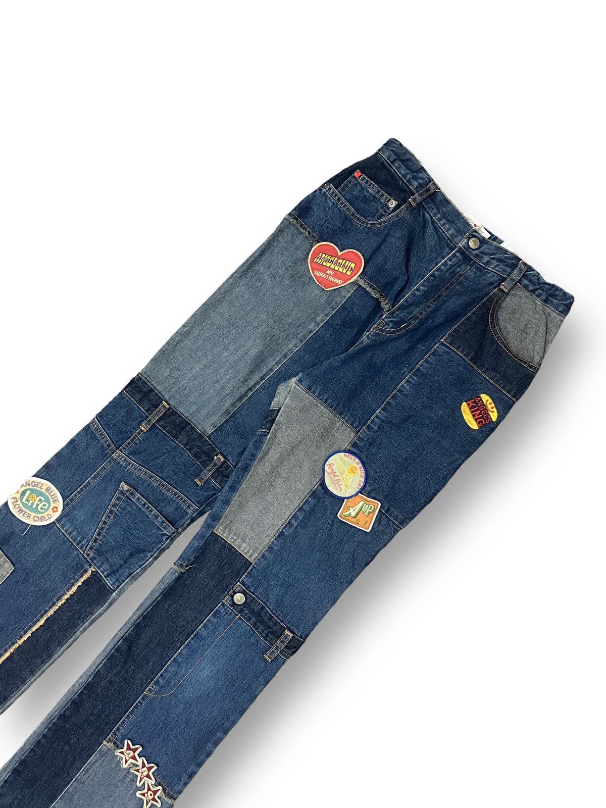 20471120 × Beauty Beast JAPAN ANGEL BLUE PATCHWORK JEANS ART PATCHES POCKET WORKWEAR Size US 27 - 2 Thumbnail