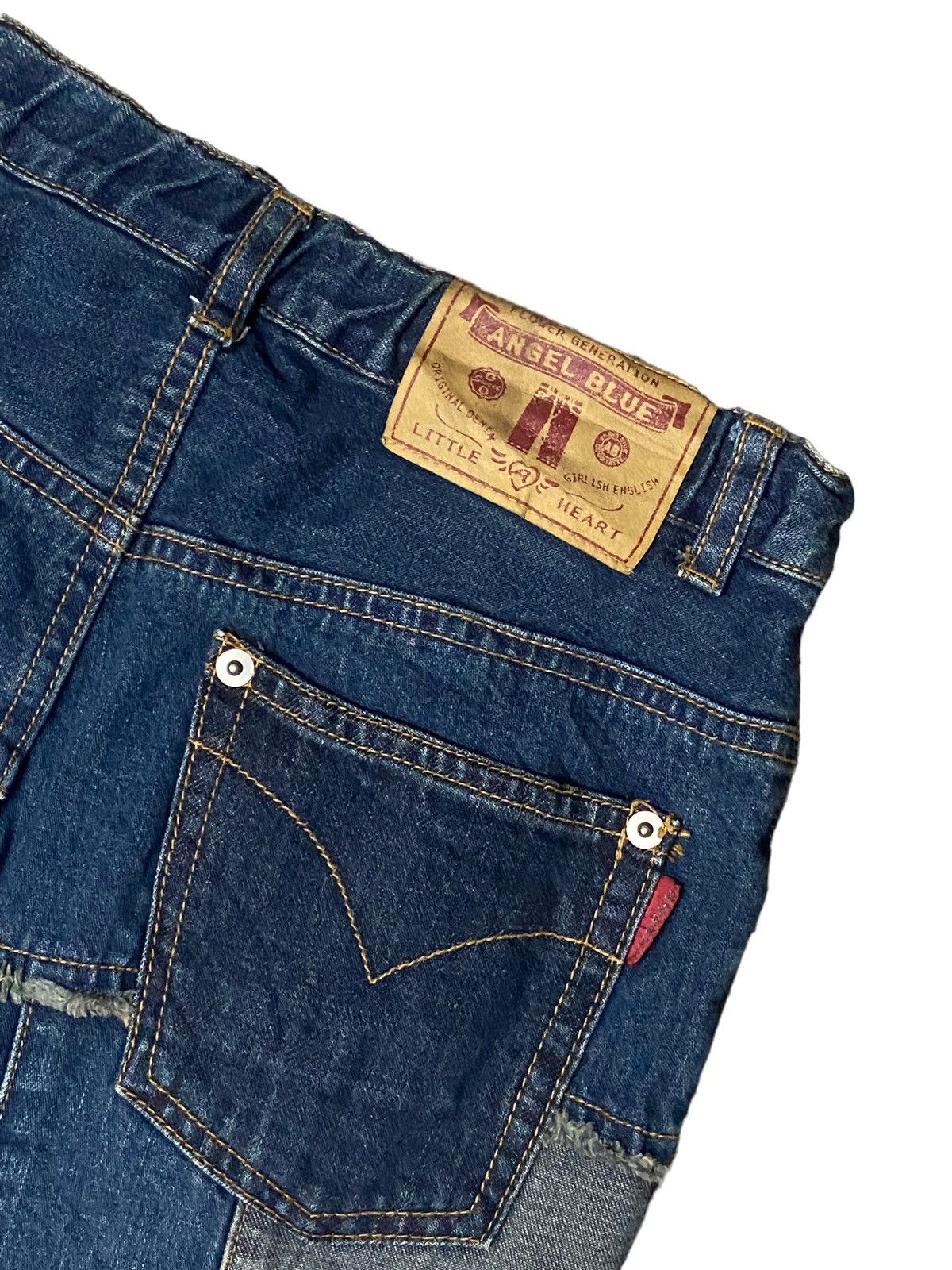 20471120 × Beauty Beast JAPAN ANGEL BLUE PATCHWORK JEANS ART PATCHES POCKET WORKWEAR Size US 27 - 9 Thumbnail