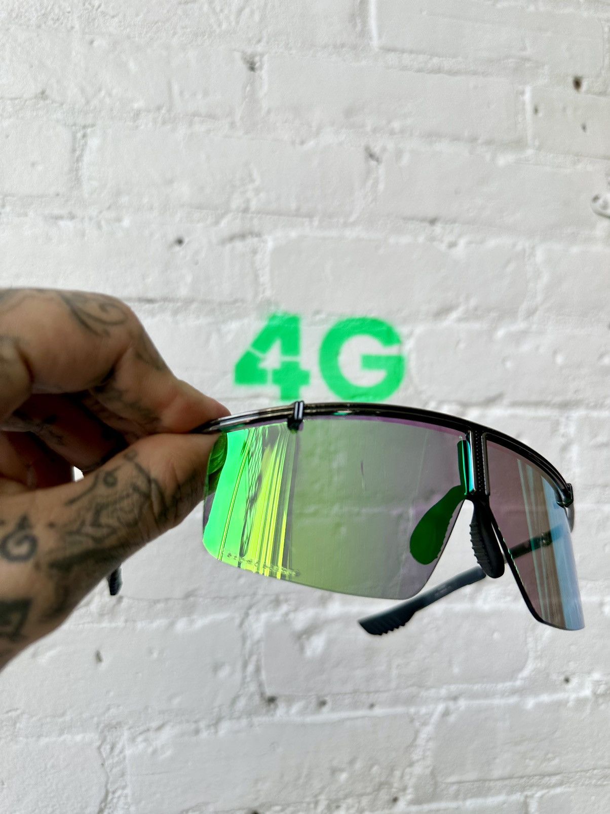 image of Chrome Hearts 2023 Metallic Green Wrap Sunglasses New, Men's