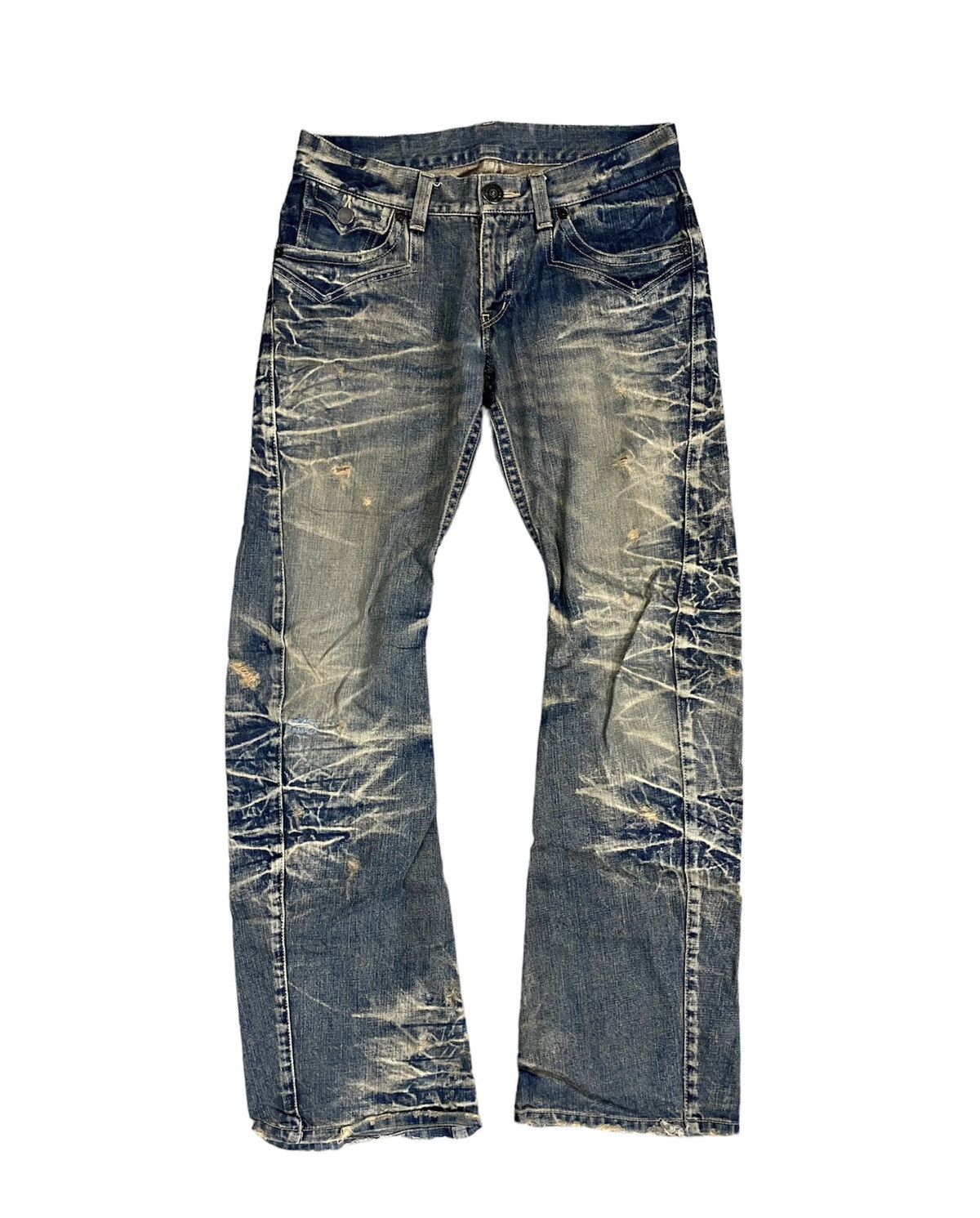 Distressed Denim RATTLE TRAP flare Distressed Wash denim Made in Japan ...