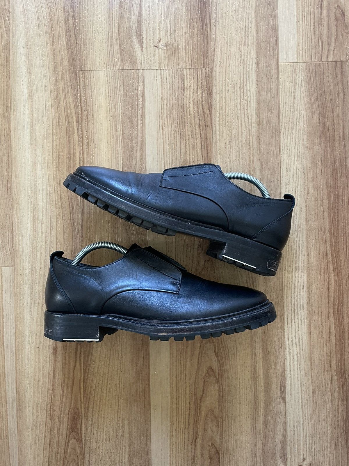 Archive Lanvin Slip On Lug Sole Derby Shoes Leather Black
