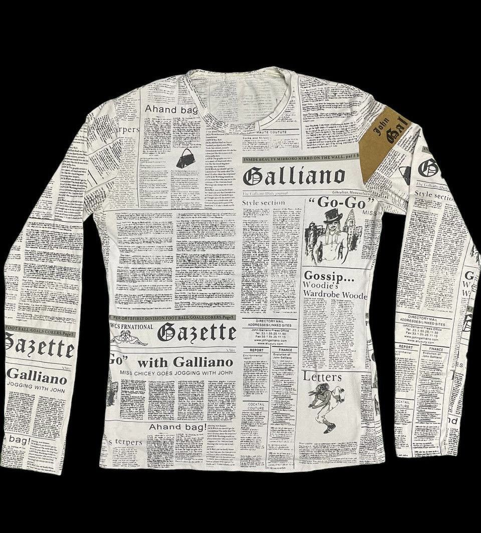 image of John Galliano Full Printed Paper Style in White, Men's (Size Large)