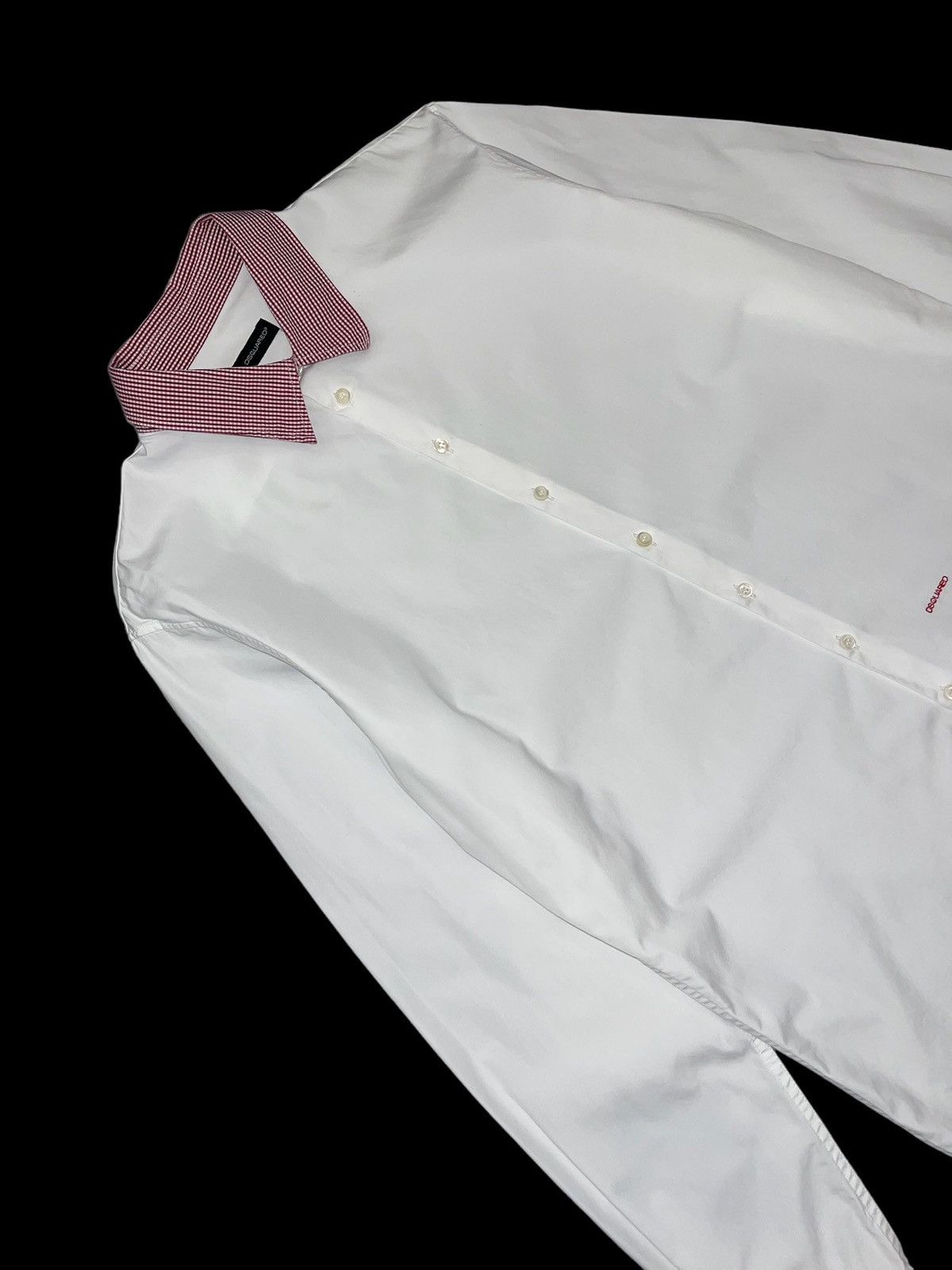 Dsquared2 SS11 Dsquared2 Stitched Logo Checkered Collar White Shirt Size US L / EU 52-54 / 3 - 5 Thumbnail