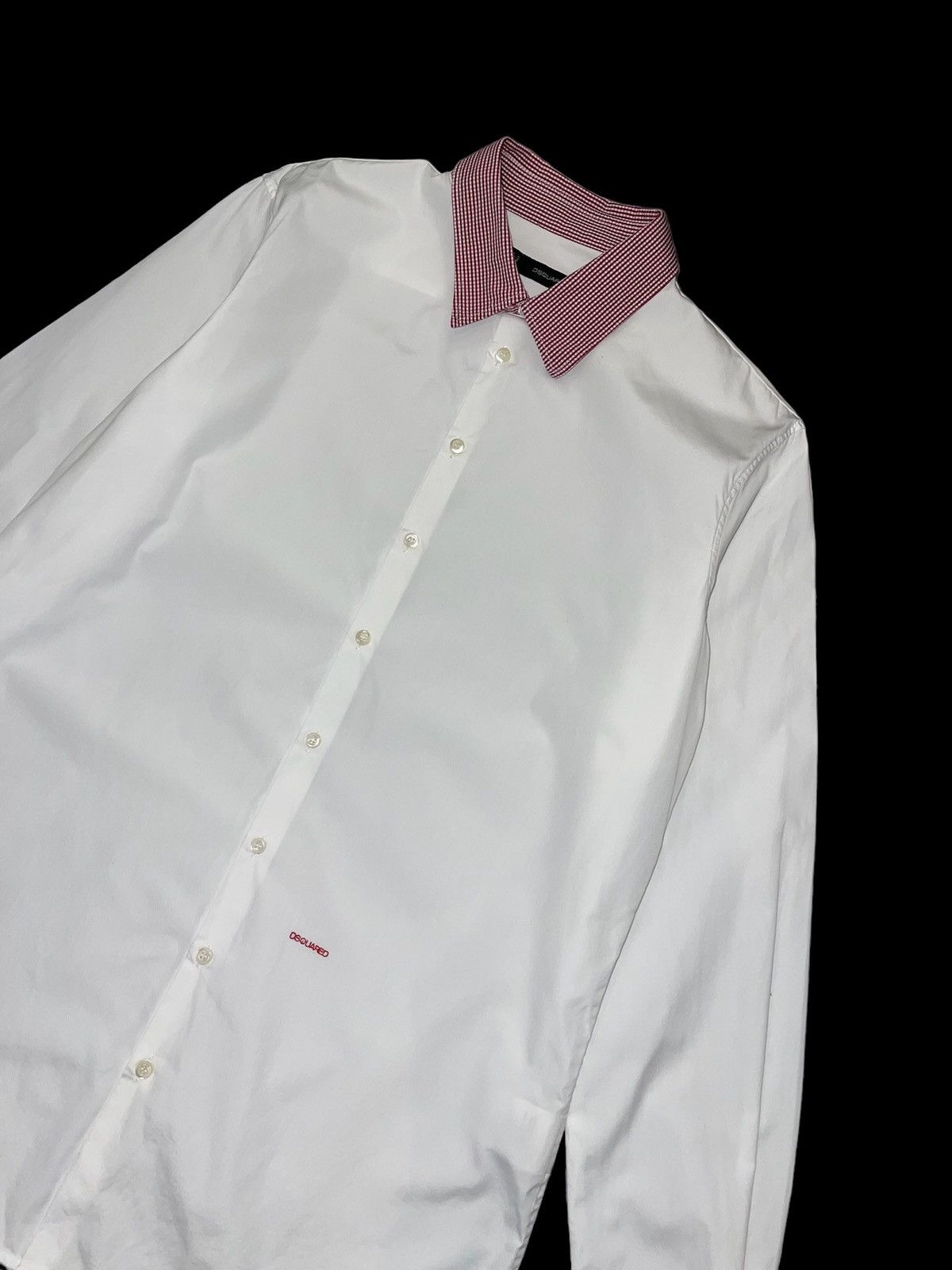 Dsquared2 SS11 Dsquared2 Stitched Logo Checkered Collar White Shirt Size US L / EU 52-54 / 3 - 1 Thumbnail