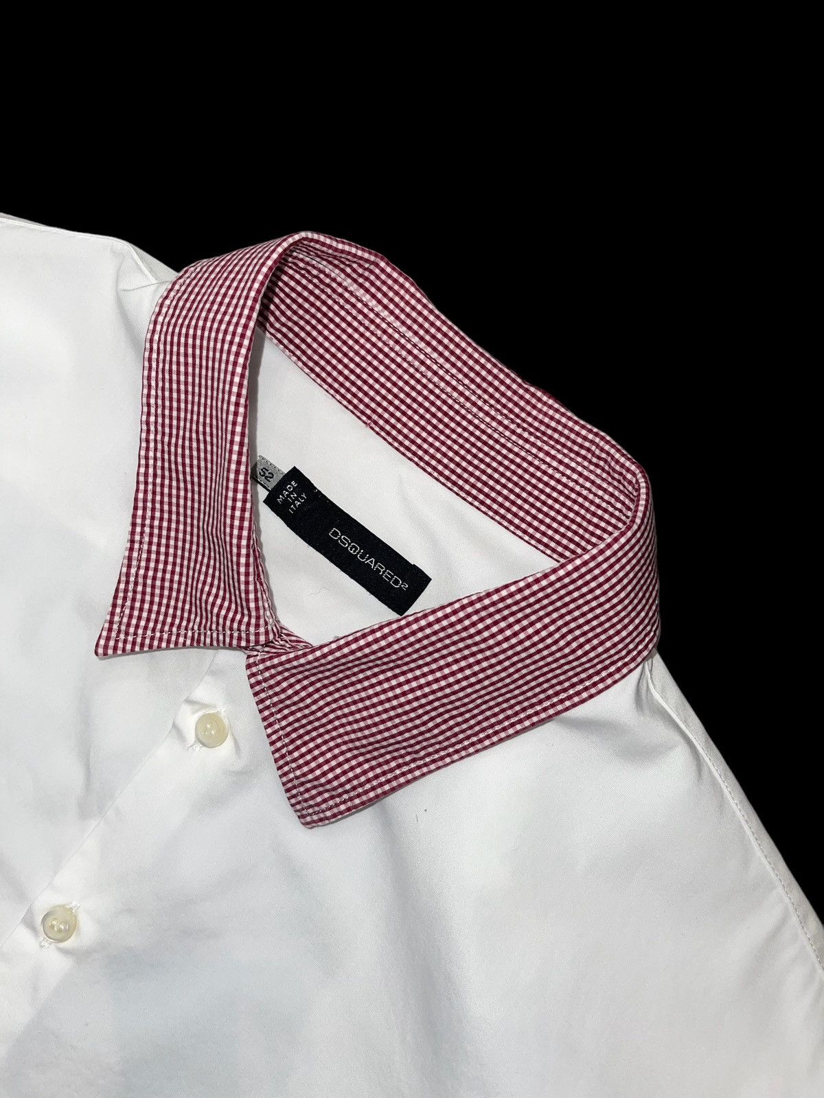 Dsquared2 SS11 Dsquared2 Stitched Logo Checkered Collar White Shirt Size US L / EU 52-54 / 3 - 12 Thumbnail