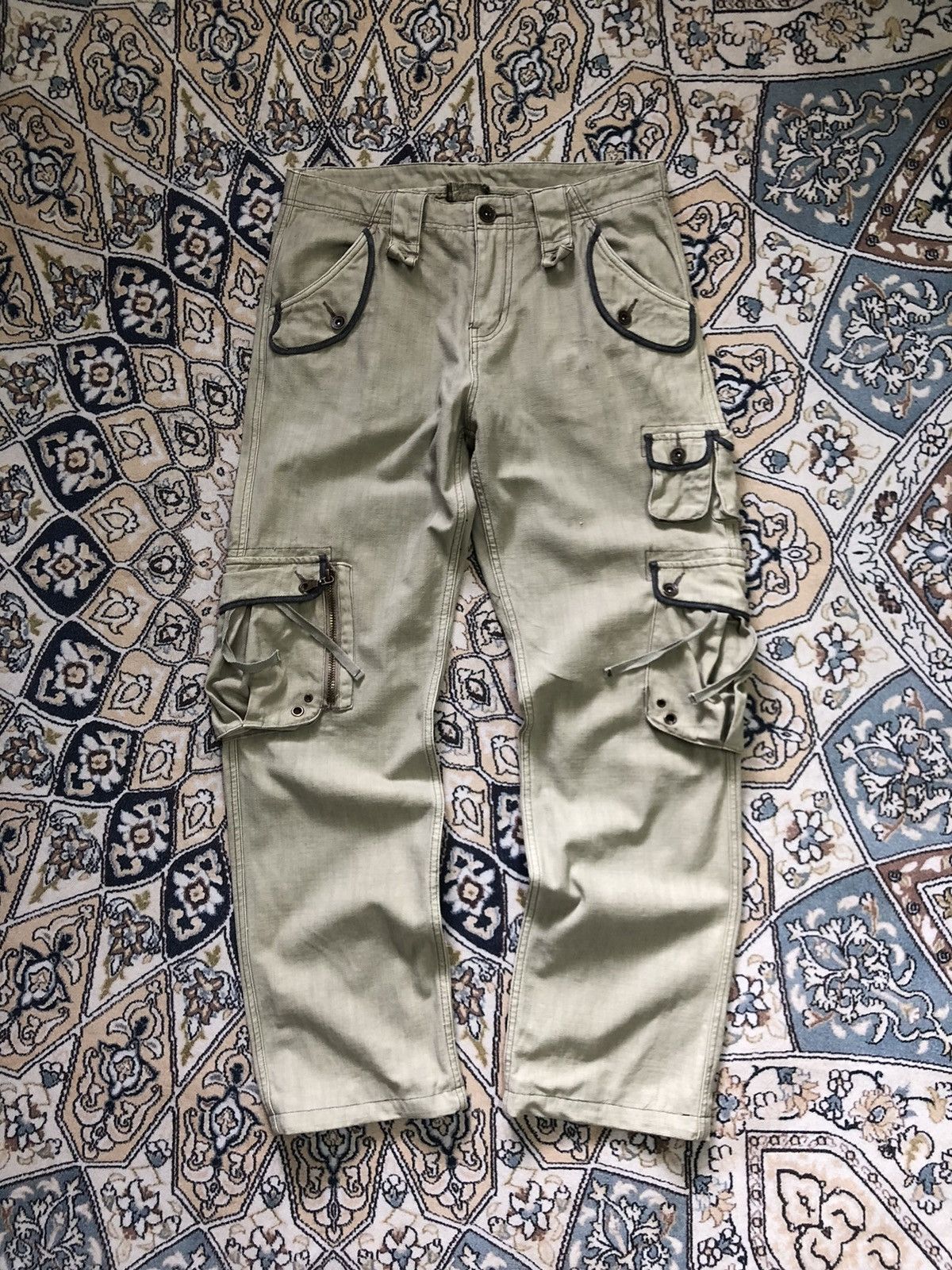 image of Vintage Sumu Intl Military Style Cargo Pants in Light Brown, Men's (Size 34)