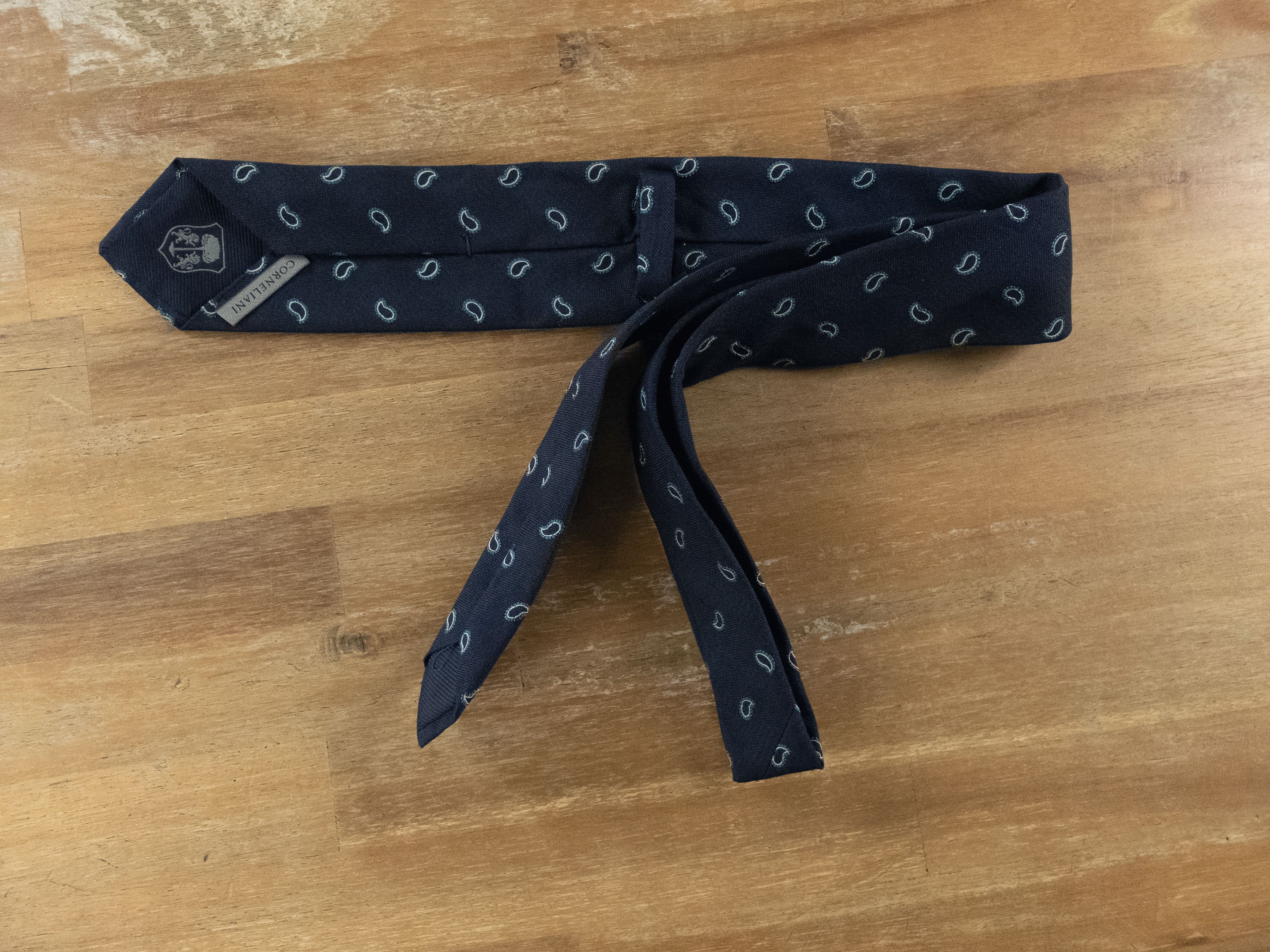 Corneliani CORNELIANI navy blue paisley silk cotton blend tie Size ONE SIZE - 4 Thumbnail