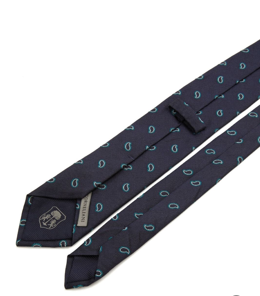 Corneliani CORNELIANI navy blue paisley silk cotton blend tie Size ONE SIZE - 2 Thumbnail