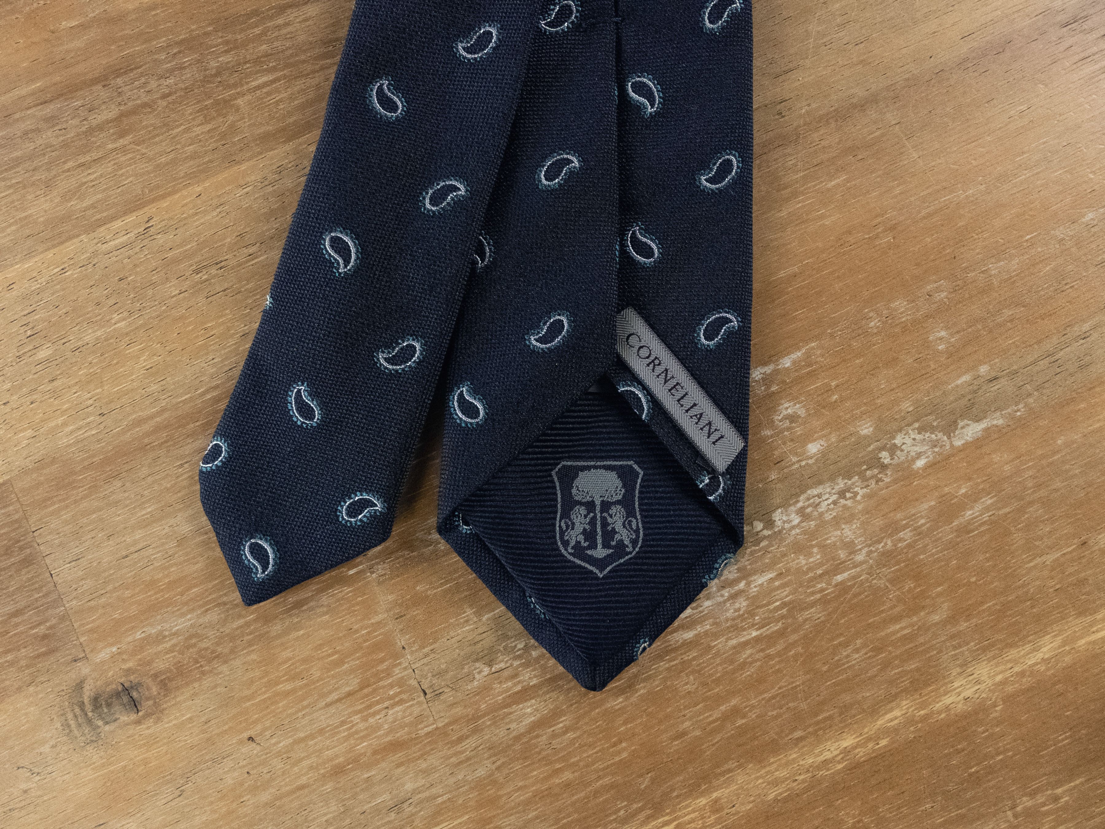 Corneliani CORNELIANI navy blue paisley silk cotton blend tie Size ONE SIZE - 5 Thumbnail