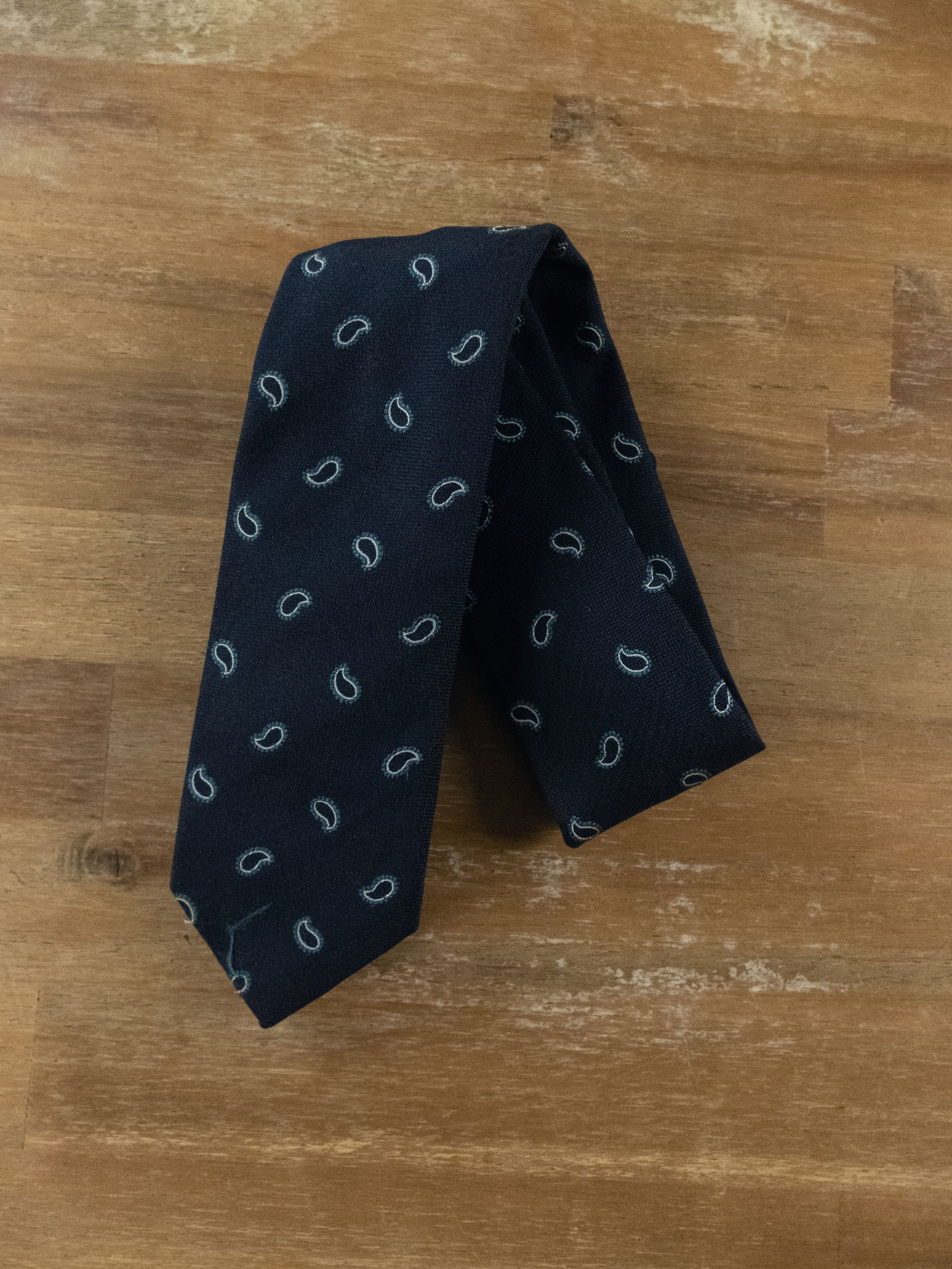 Corneliani CORNELIANI navy blue paisley silk cotton blend tie Size ONE SIZE - 3 Thumbnail