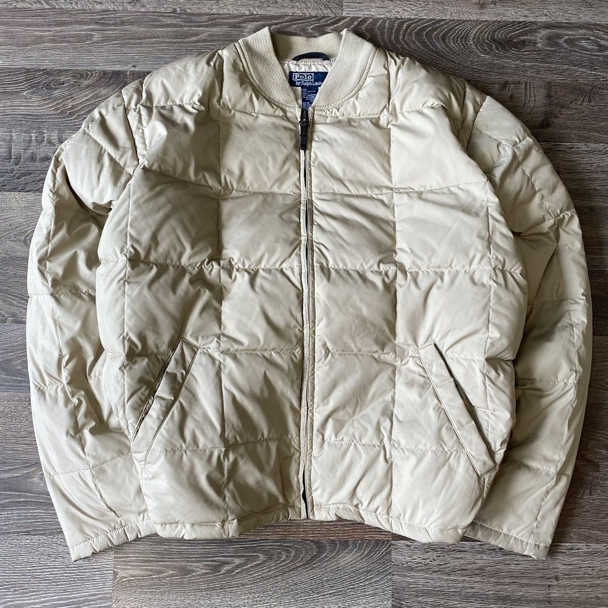 Ralph Lauren CHAPS padded puffer jacket, men's size L polyester Beige type Vintage Second Hand