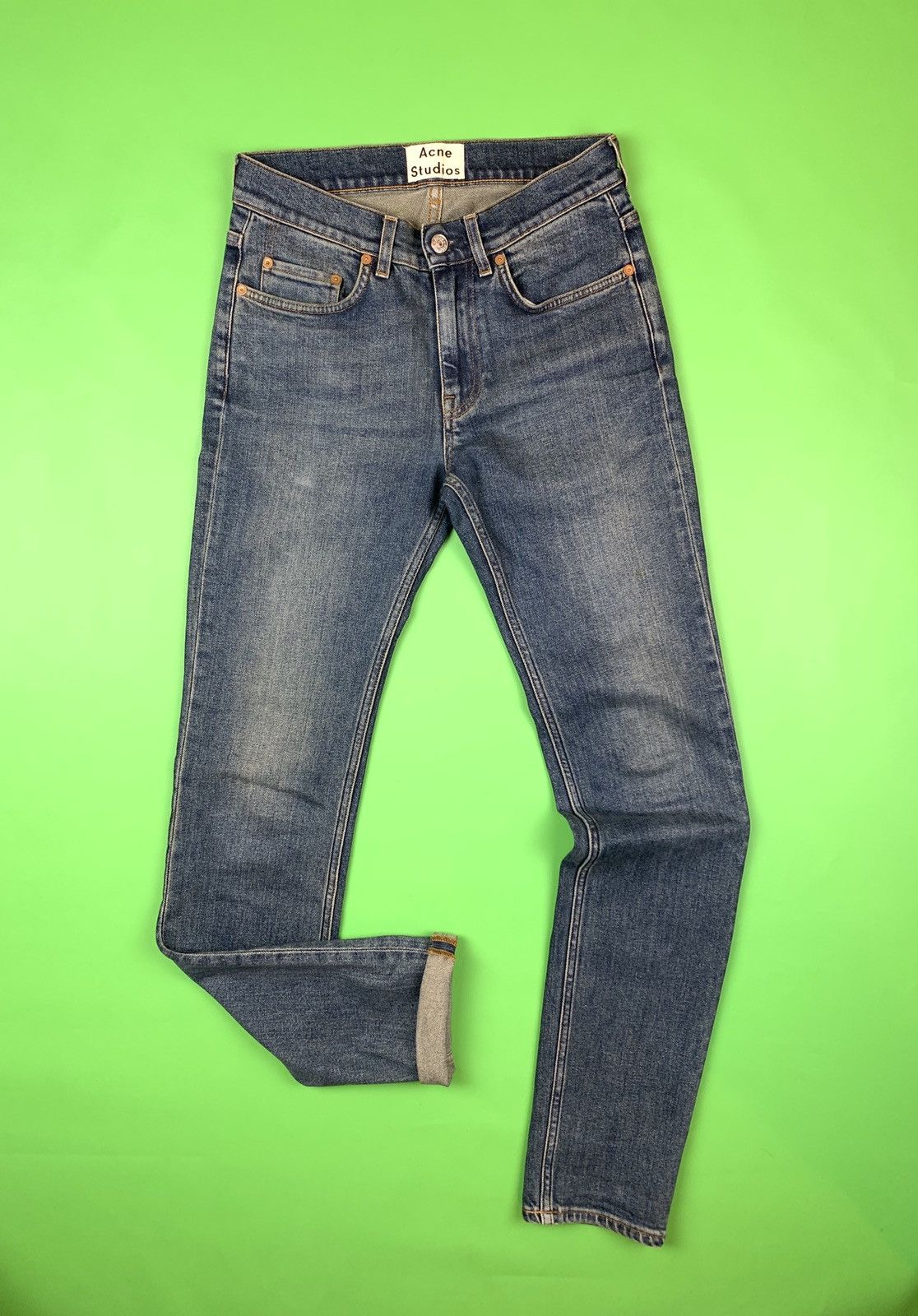 image of Acne Studios Ace Str Vintage Blue Washed Denim Jeans Pants, Men's (Size 30)