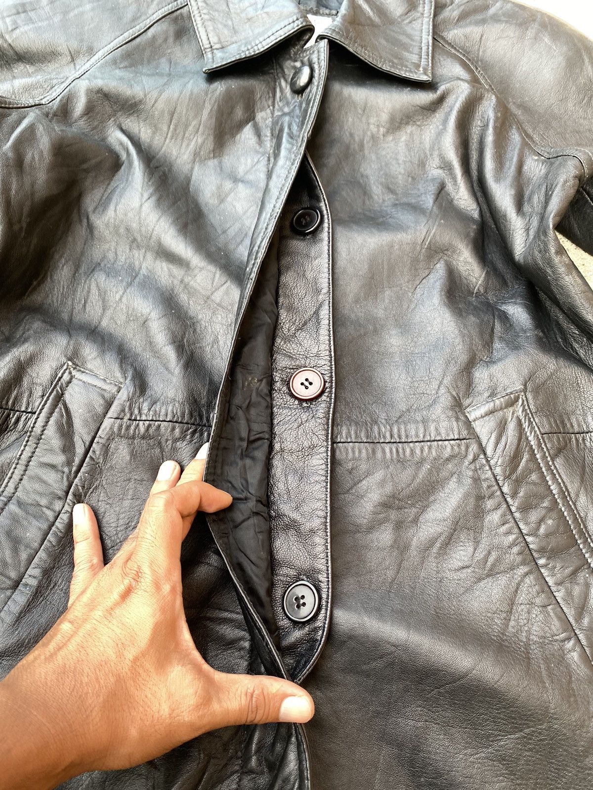 Japanese Brand × Vintage Steals🔥Vintage Leather Long Jacket Size L / US 10 / IT 46 - 7 Thumbnail