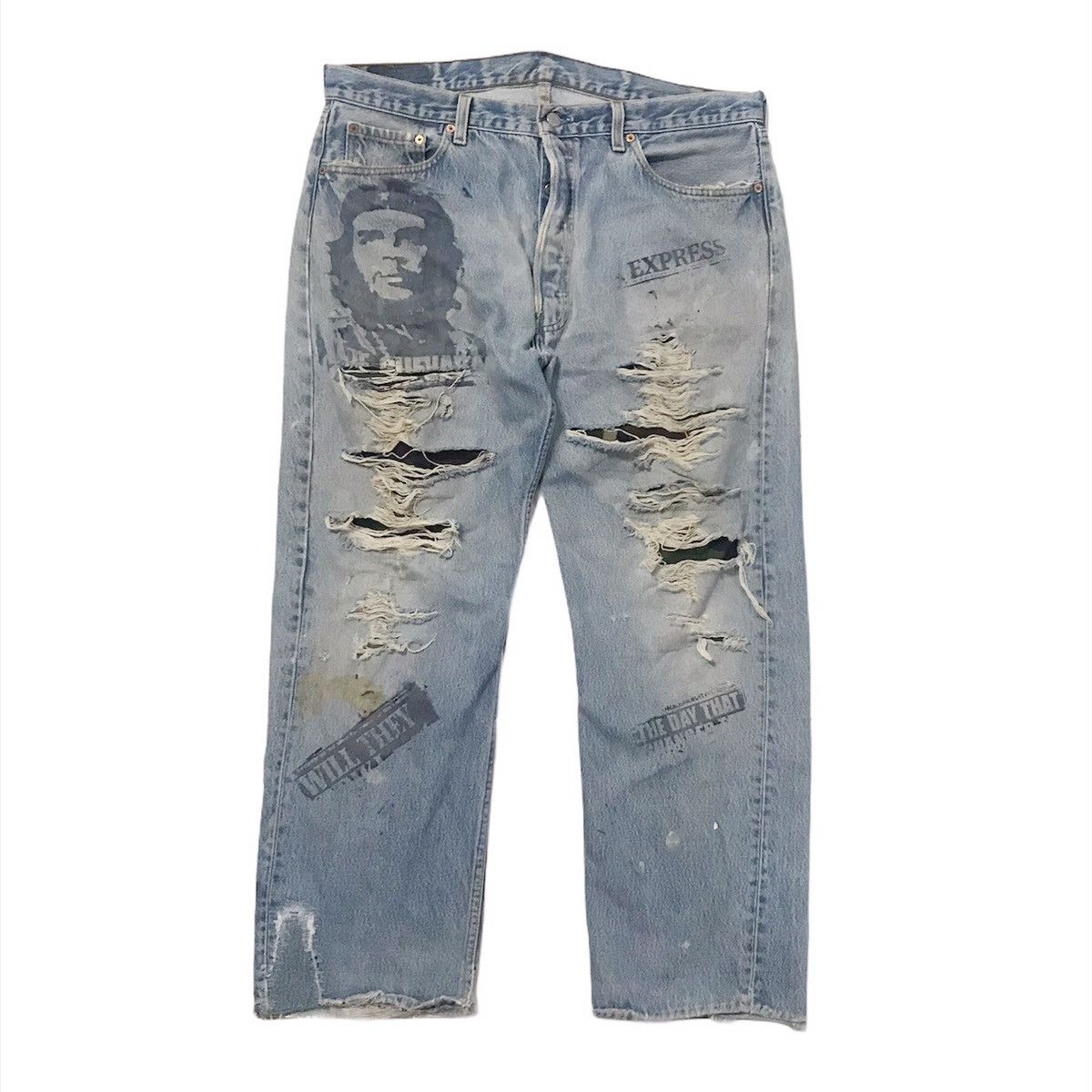 Vintage 90s Levis 501 Distressed custom made in usa - Denim