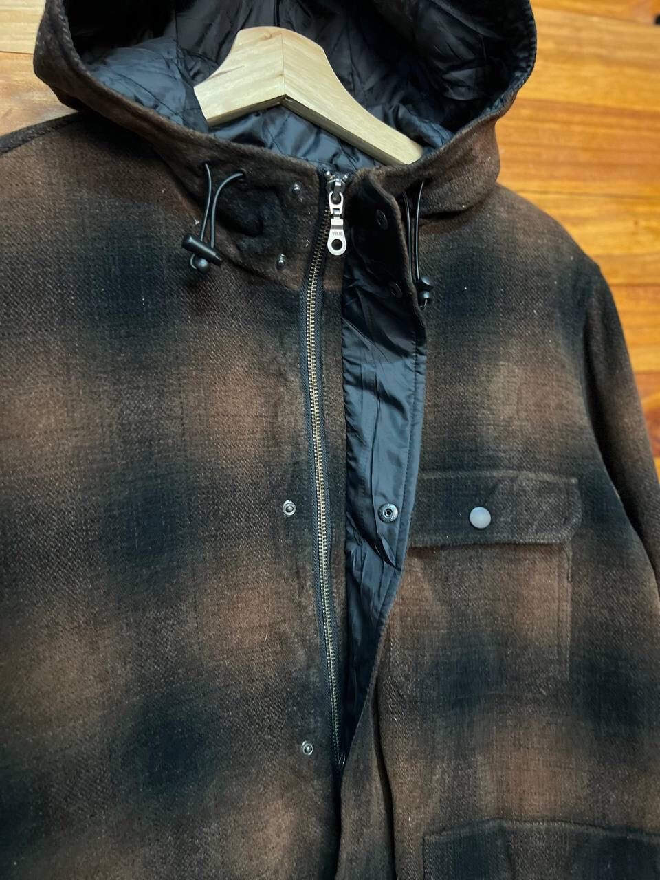Japanese Brand TOPVALU WOOL PLAID HOODIE JACKET Size US L / EU 52-54 / 3 - 10 Thumbnail