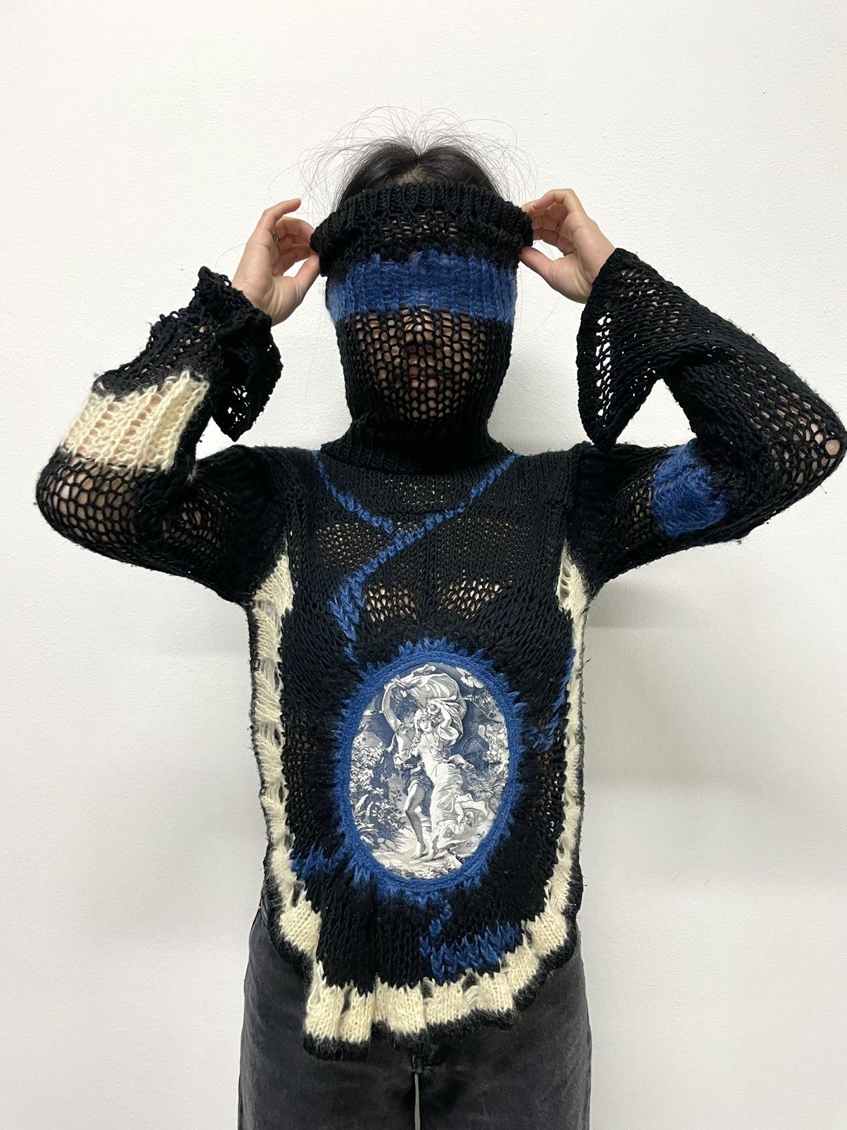 Jean Paul Gaultier 2007 runway balaclava mask sweater knit jumper archive rare Size M / US 6-8 / IT 42-44 - 3 Thumbnail