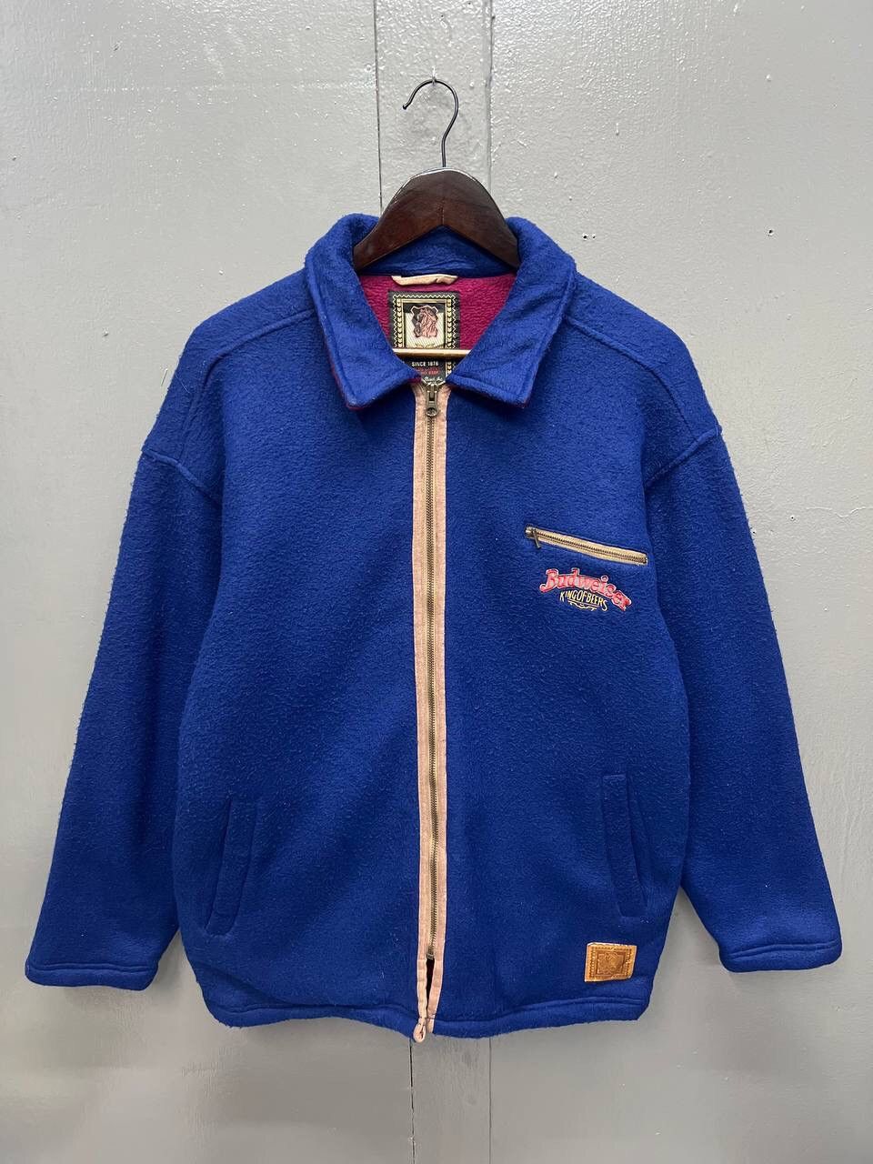 image of Budweiser King Of Beers Fleece Jacket in Blue, Men's (Size Medium)