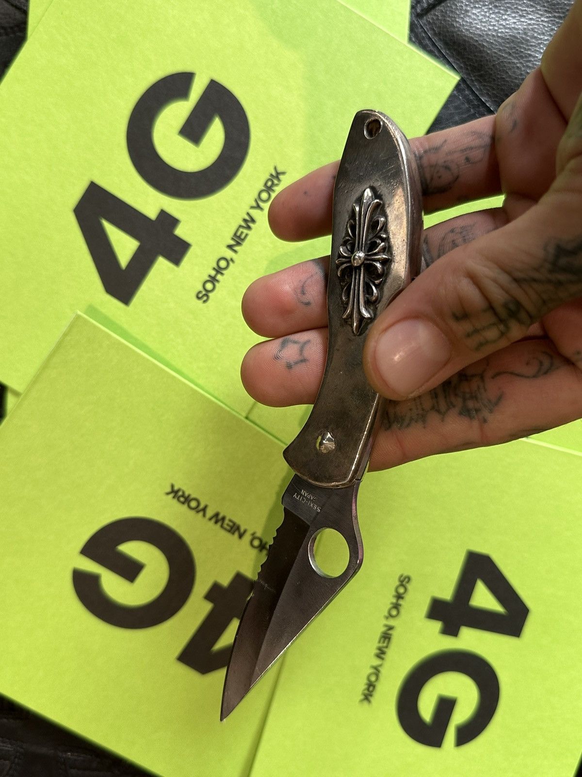 Chrome Hearts Chrome Hearts SOLID SILVER SPYDERCO KNIFE BLADE !! Size ONE SIZE - 4 Thumbnail