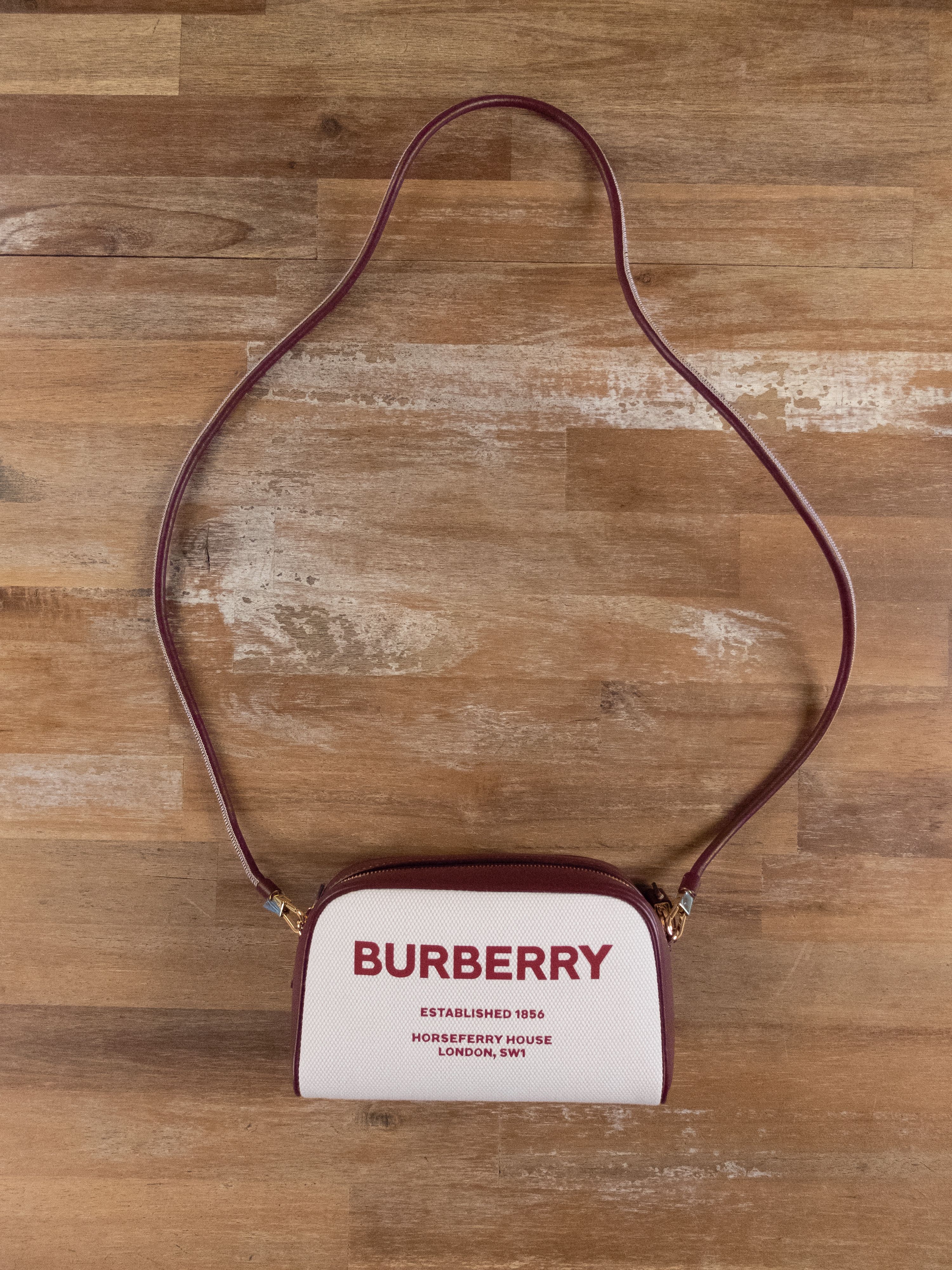 Burberry $1295 BURBERRY Horseferry Half Cube canvas crossbody bag Size ONE SIZE - 4 Thumbnail
