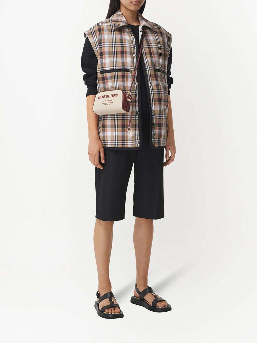Burberry $1295 BURBERRY Horseferry Half Cube canvas crossbody bag Size ONE SIZE - 2 Thumbnail