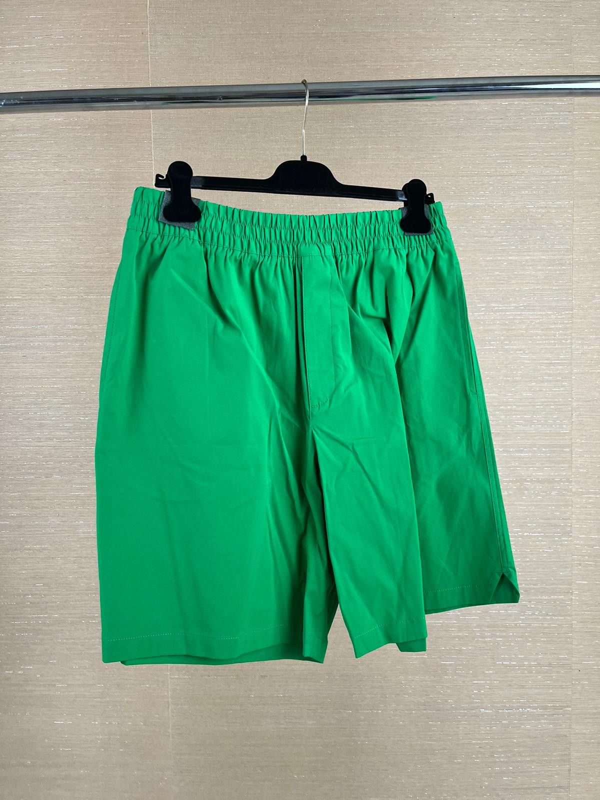 image of Bottega Veneta Compact Stretch Poplin Shorts In Green, Men's (Size 34)