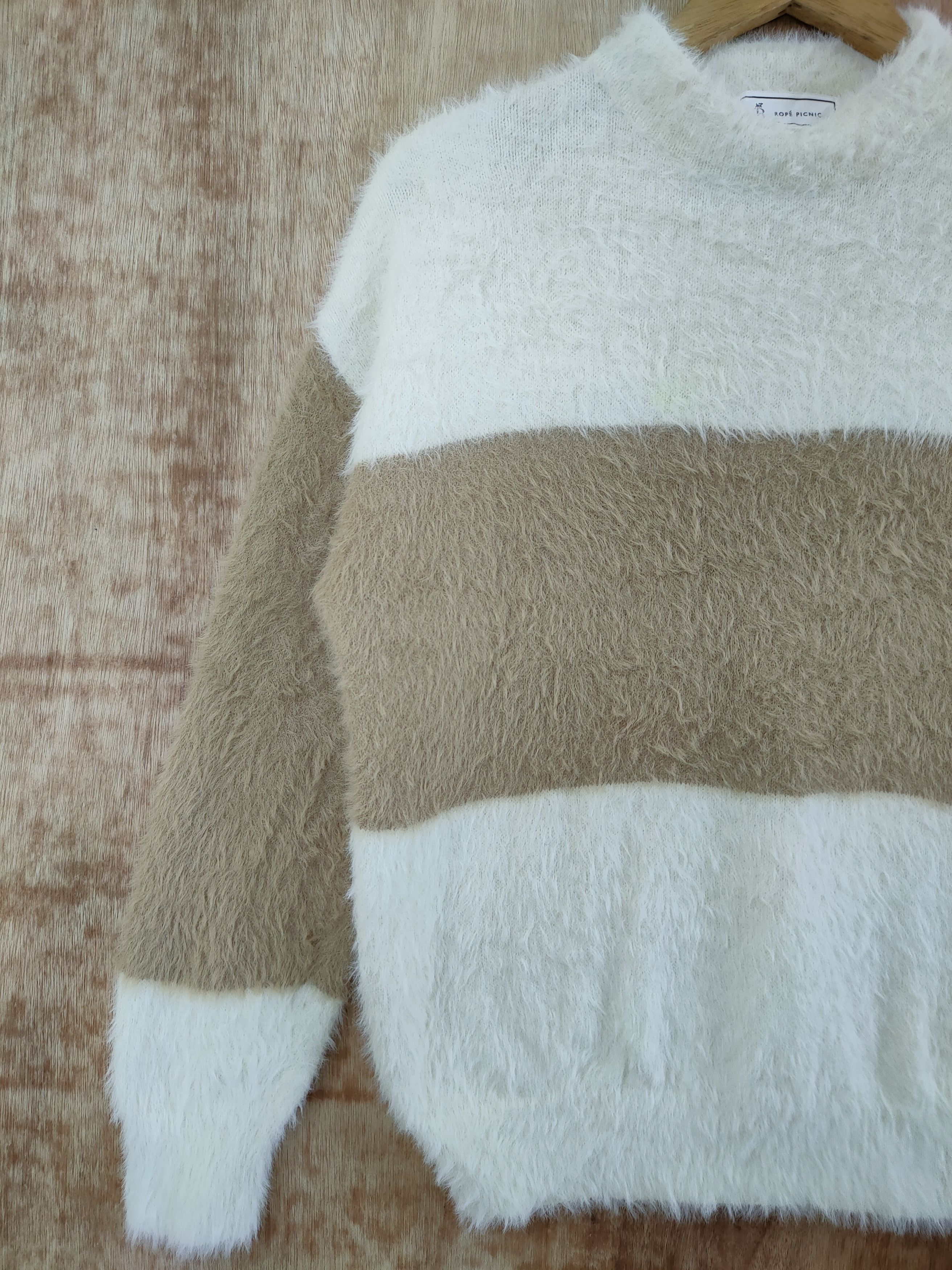 Aran Isles Knitwear DL Rope picnic brown soft fur mohair shag shaggy #46-469 Size US S / EU 44-46 / 1 - 2 Thumbnail