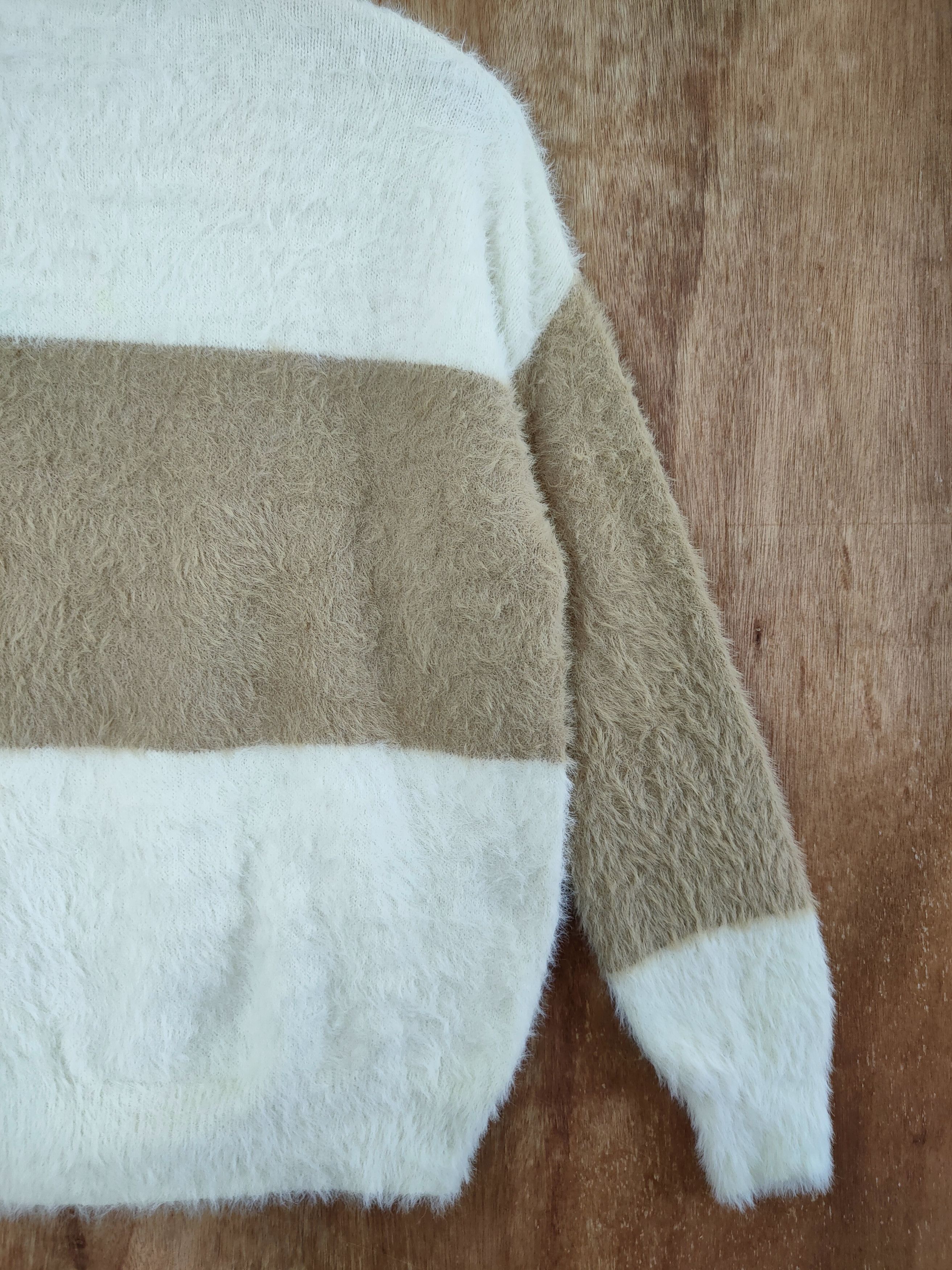 Aran Isles Knitwear DL Rope picnic brown soft fur mohair shag shaggy #46-469 Size US S / EU 44-46 / 1 - 11 Thumbnail