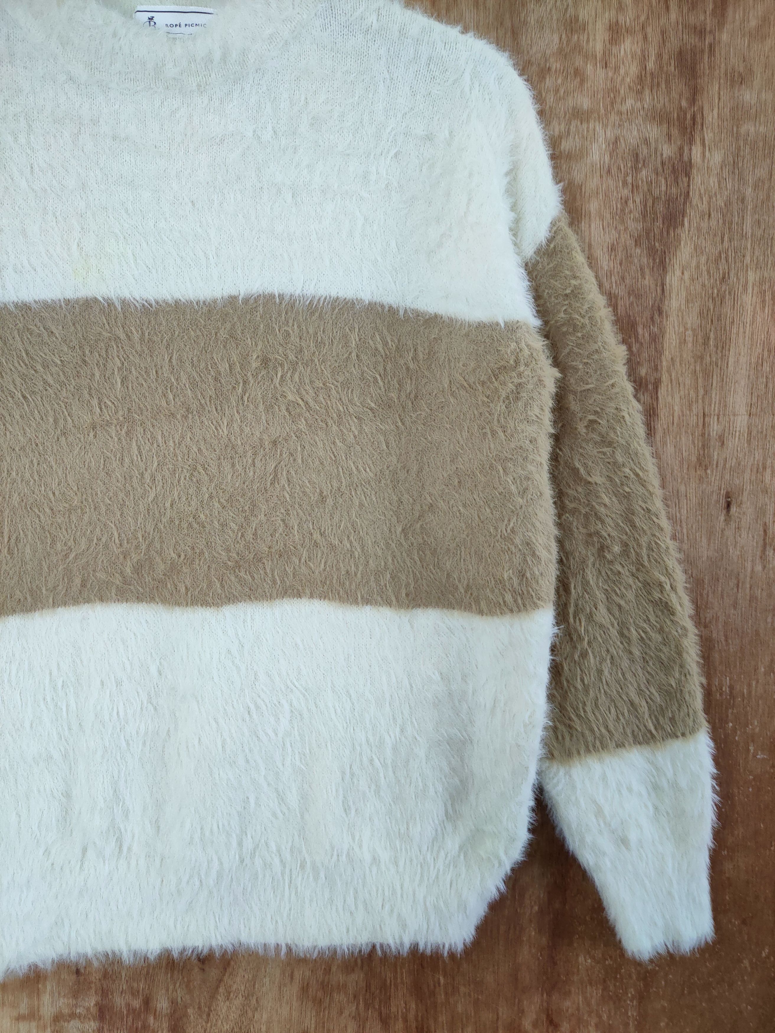 Aran Isles Knitwear DL Rope picnic brown soft fur mohair shag shaggy #46-469 Size US S / EU 44-46 / 1 - 3 Thumbnail