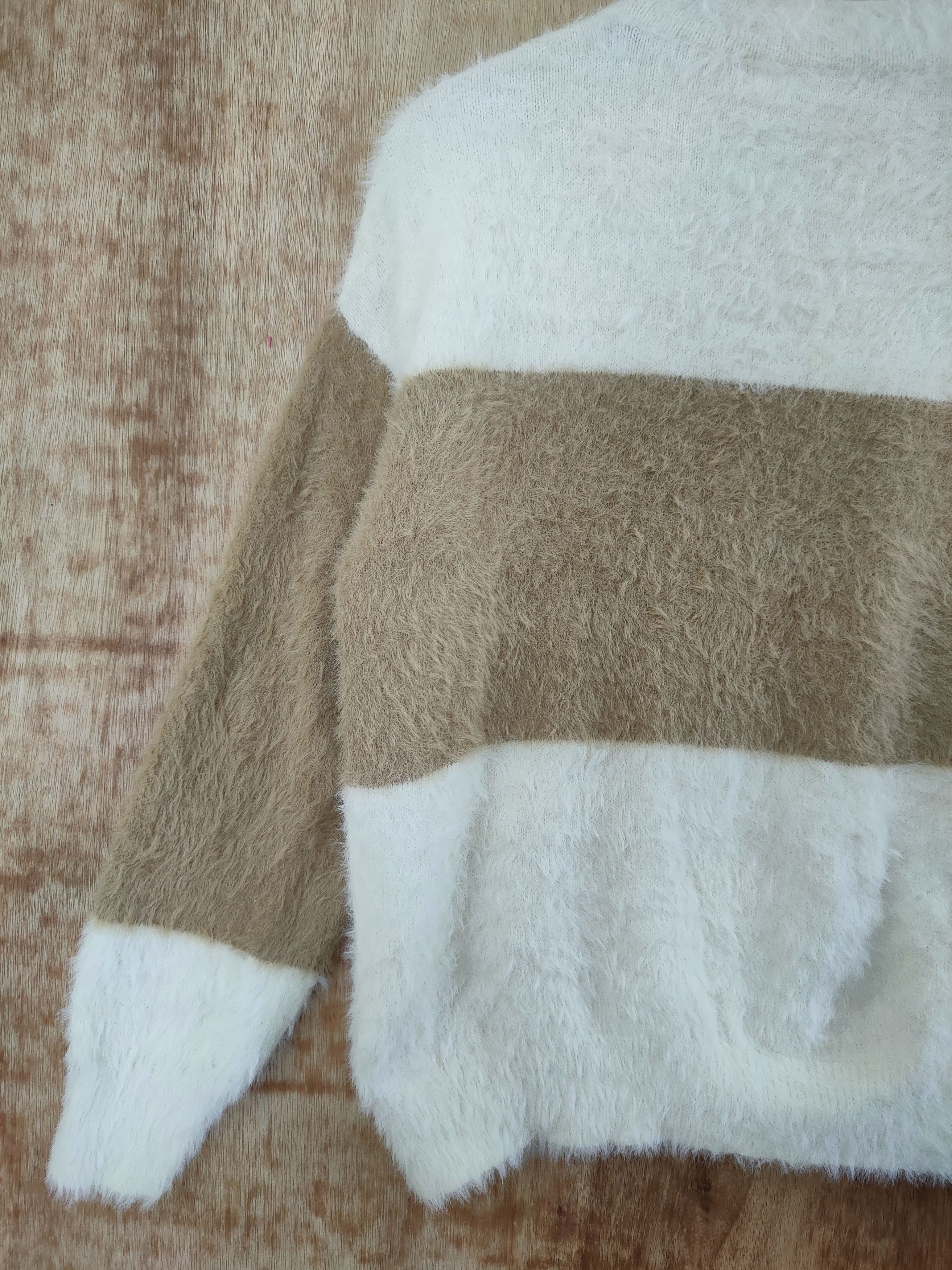 Aran Isles Knitwear DL Rope picnic brown soft fur mohair shag shaggy #46-469 Size US S / EU 44-46 / 1 - 10 Thumbnail