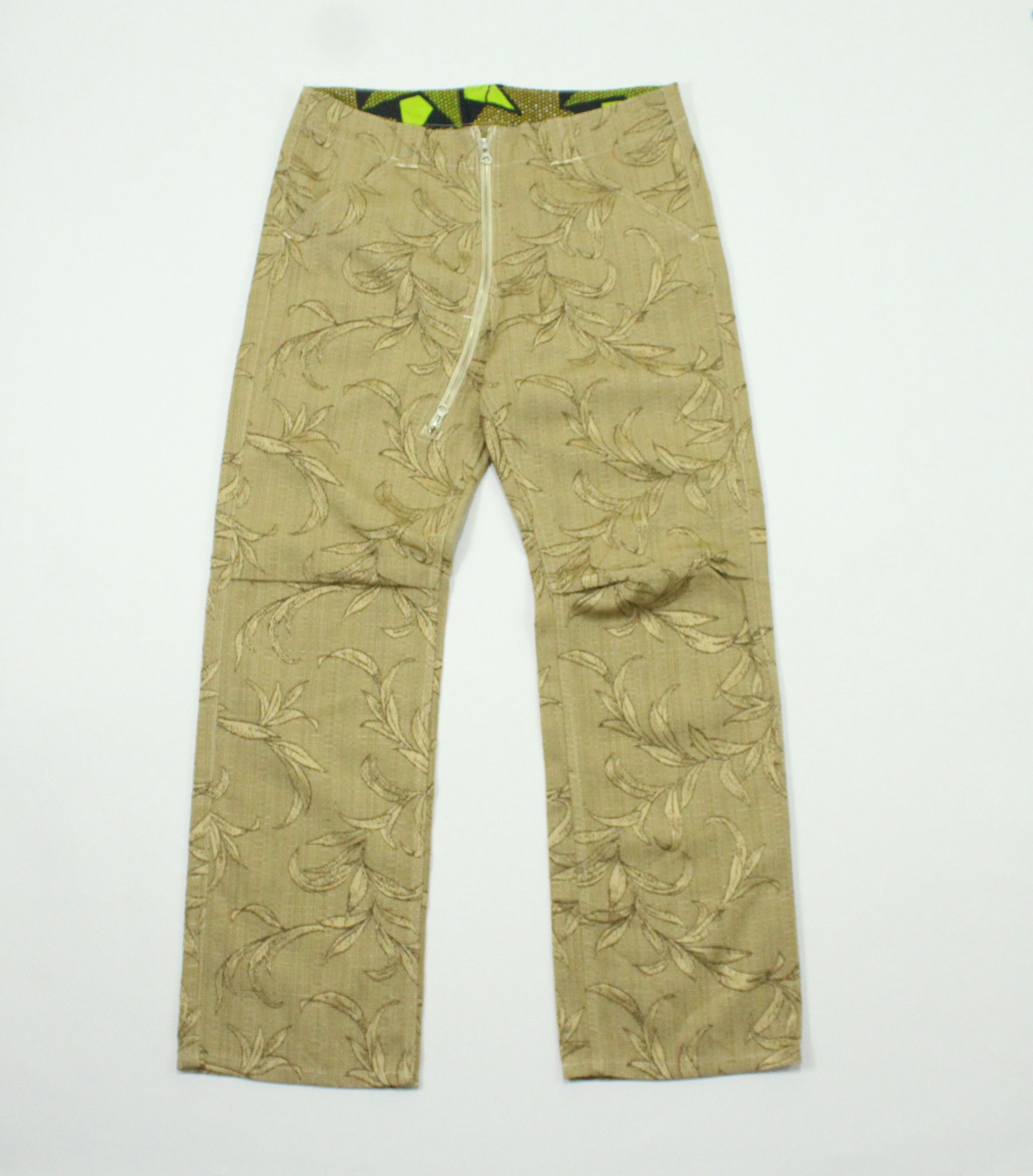 Japanese Brand Asymmetrical Zipper IS NESS Pants Floral Motif Size US 32 / EU 48 - 1 Thumbnail