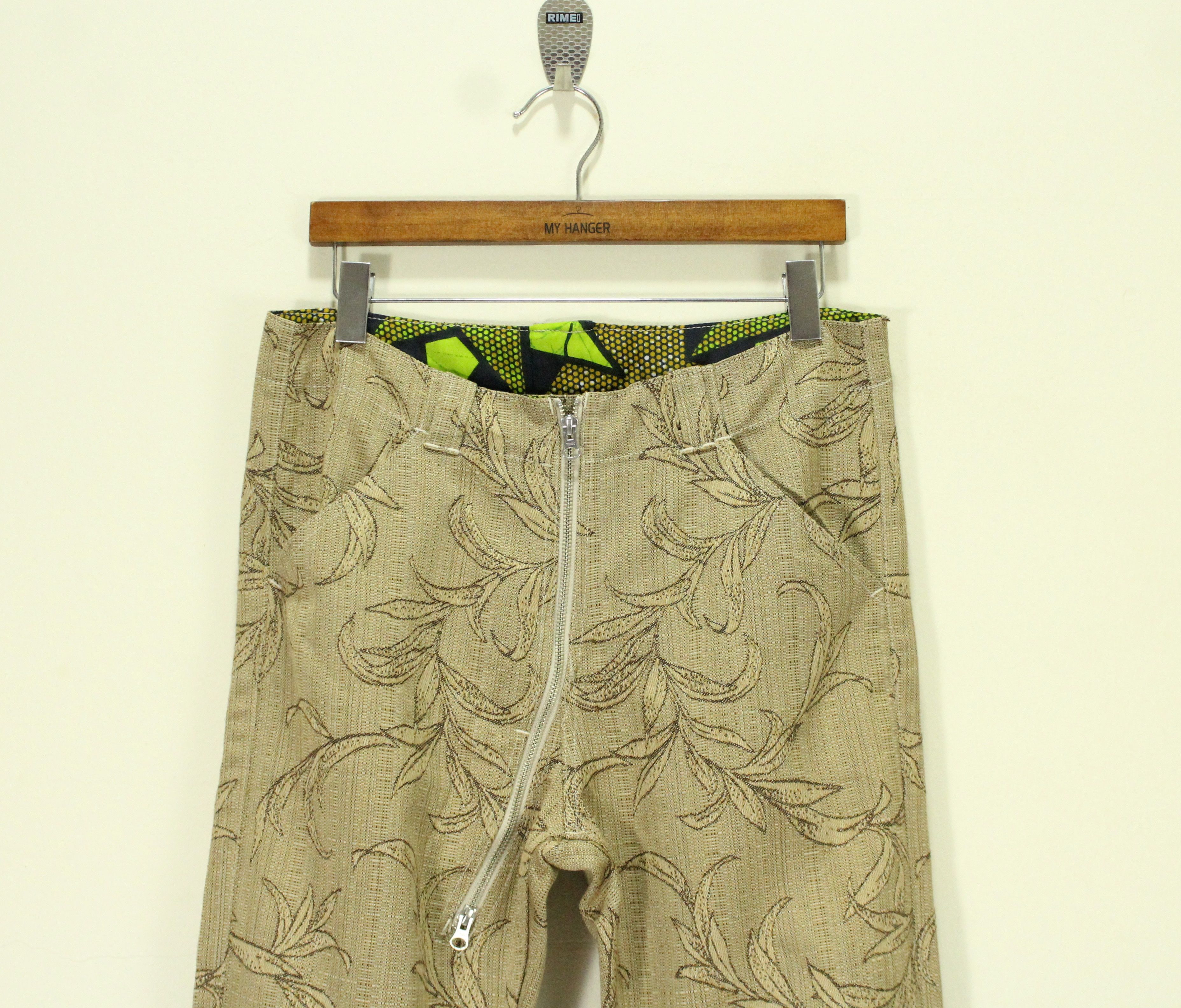 Japanese Brand Asymmetrical Zipper IS NESS Pants Floral Motif Size US 32 / EU 48 - 4 Thumbnail