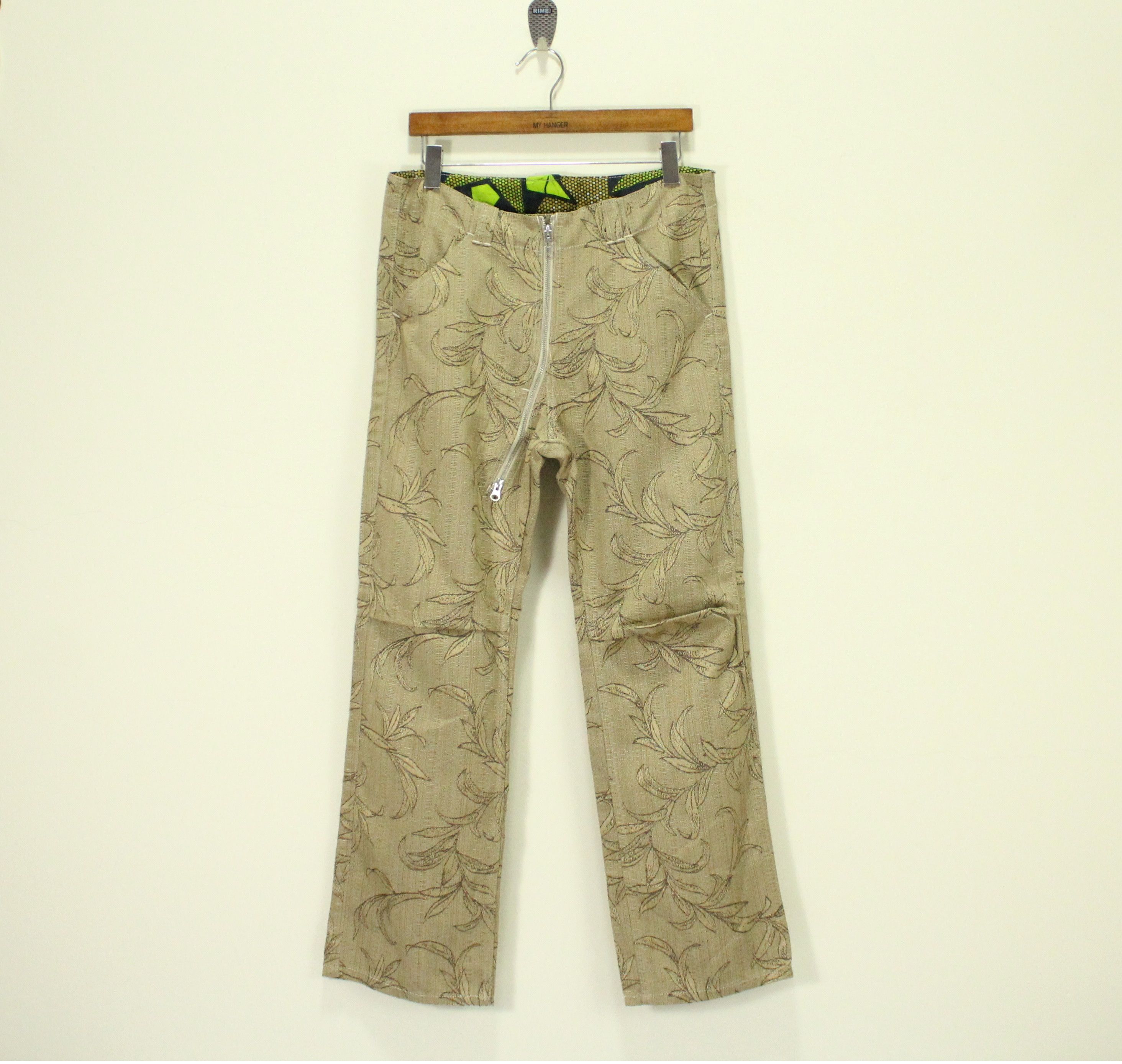 Japanese Brand Asymmetrical Zipper IS NESS Pants Floral Motif Size US 32 / EU 48 - 3 Thumbnail