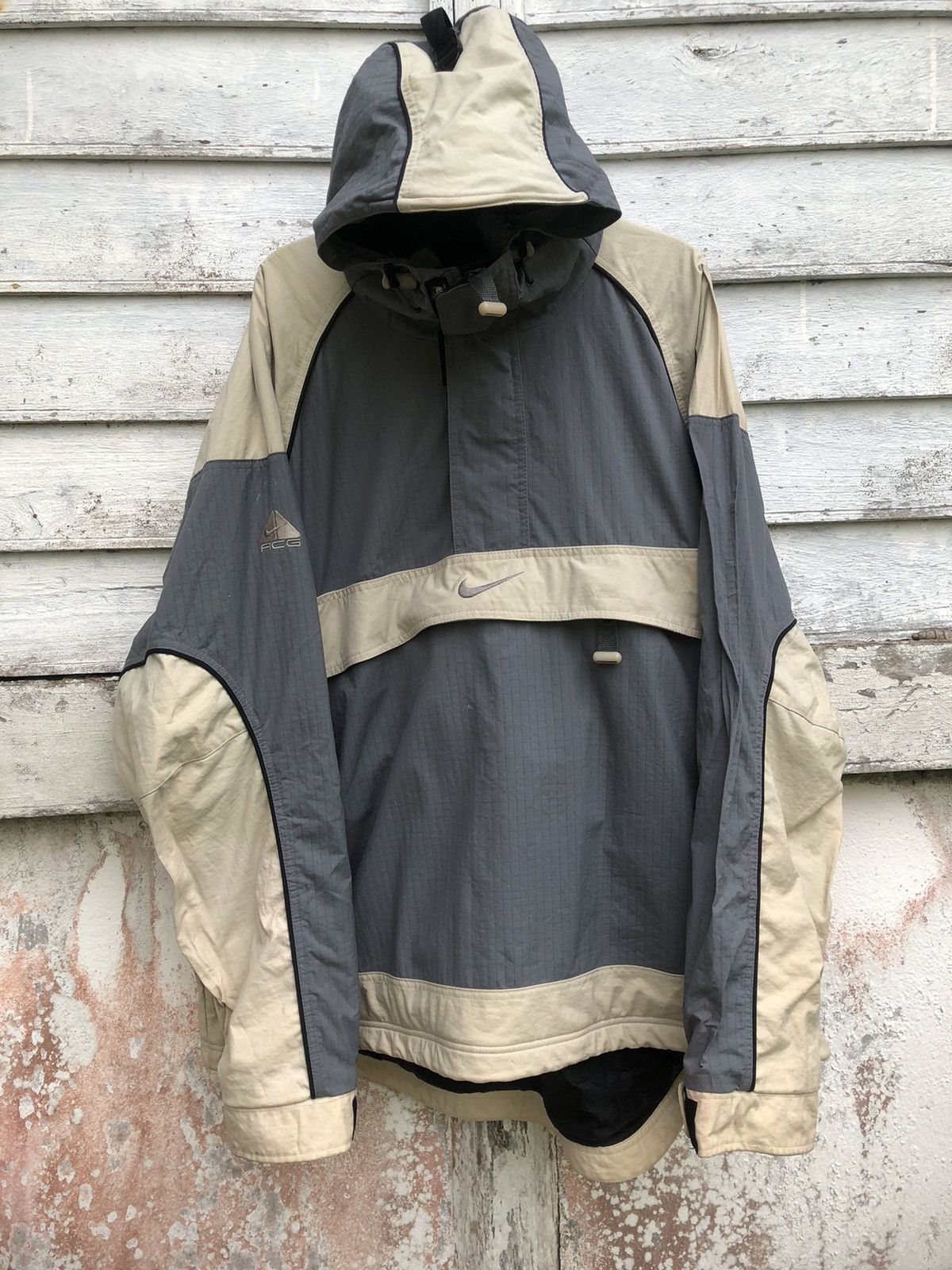 Pre-owned Nike X Nike Acg Oversized Vintage Nike Acg Anorak Pocket 3outer Layer Jacket In Grey