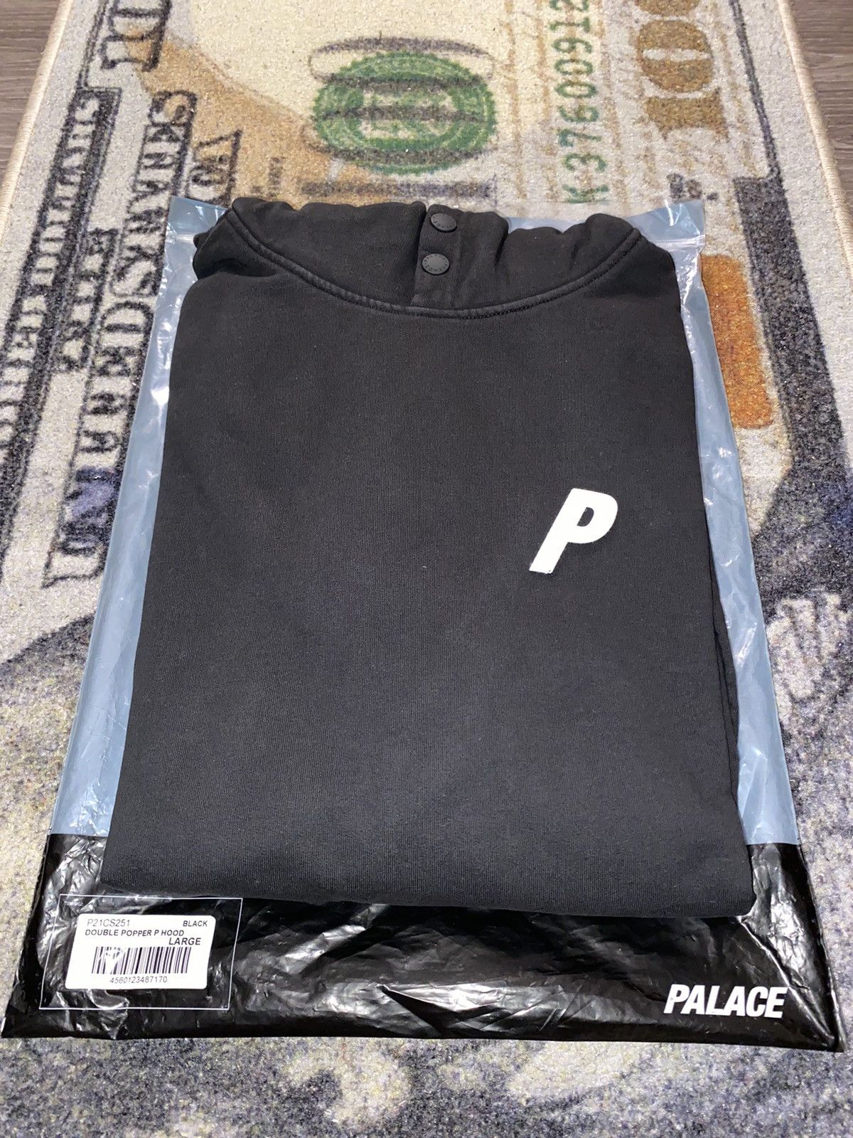 image of Palace Double Popper P Hood Black, Men's (Size Large)