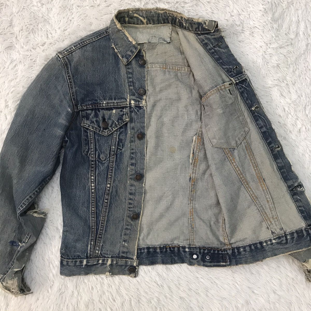 Levi's Vtg Distress Levis Big E Button No 526 Denim Jacket Size US S / EU 44-46 / 1 - 14 Thumbnail