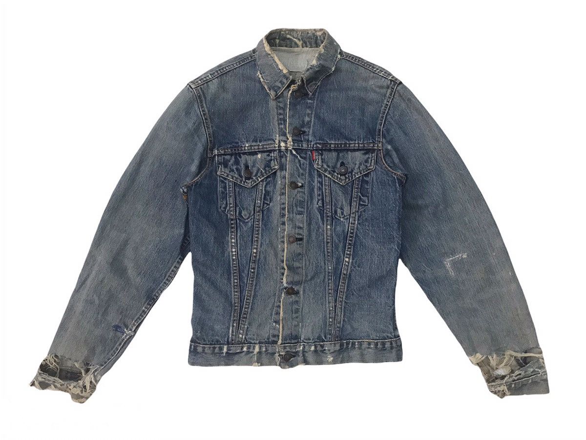 Vtg Distress Levis Big E Button No 526 Denim Jacket