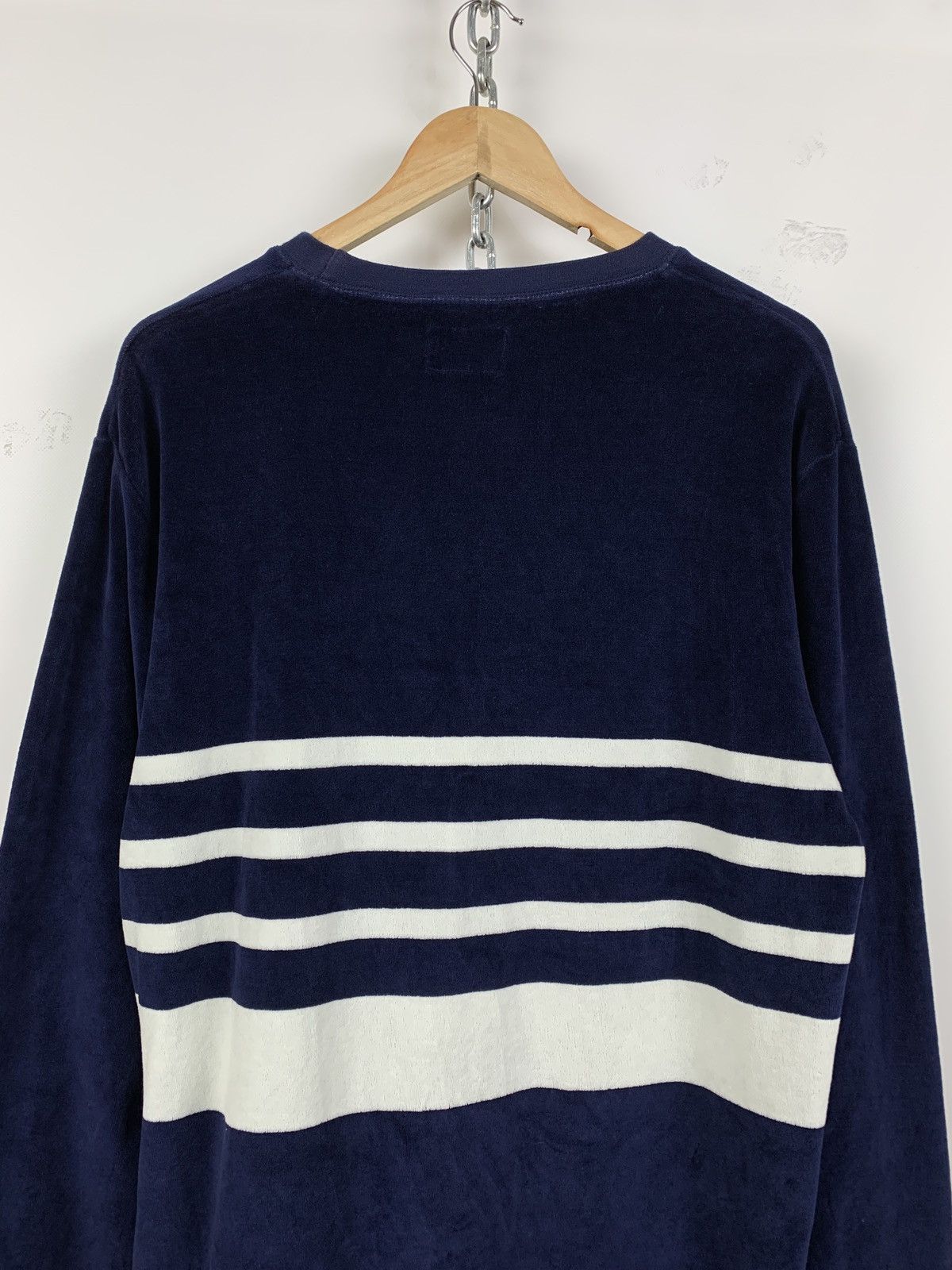 Stussy Vintage Stussy Towel Striped Navy/White Crewneck Sweatshirt Size US L / EU 52-54 / 3 - 11 Thumbnail