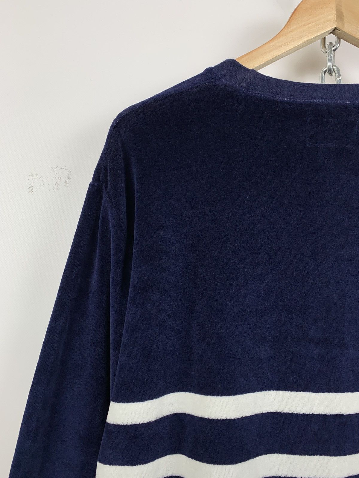 Stussy Vintage Stussy Towel Striped Navy/White Crewneck Sweatshirt Size US L / EU 52-54 / 3 - 15 Thumbnail