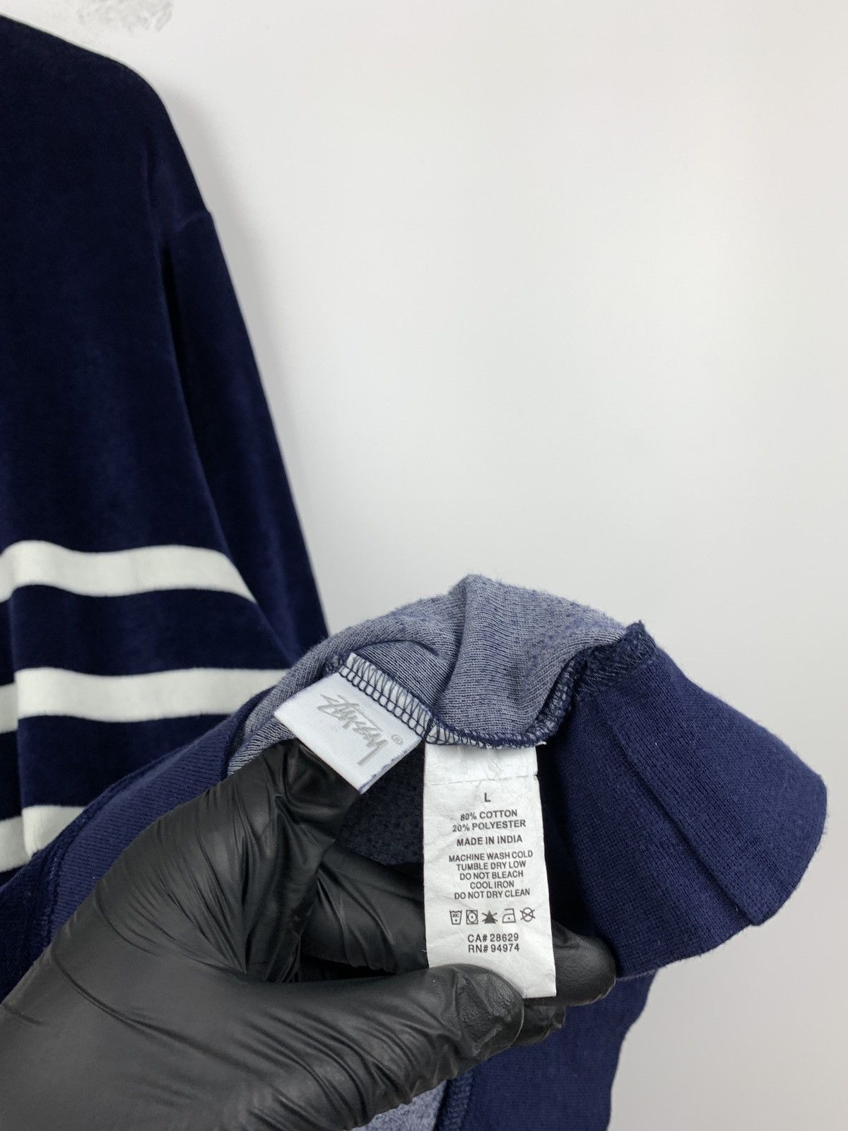 Stussy Vintage Stussy Towel Striped Navy/White Crewneck Sweatshirt Size US L / EU 52-54 / 3 - 16 Thumbnail