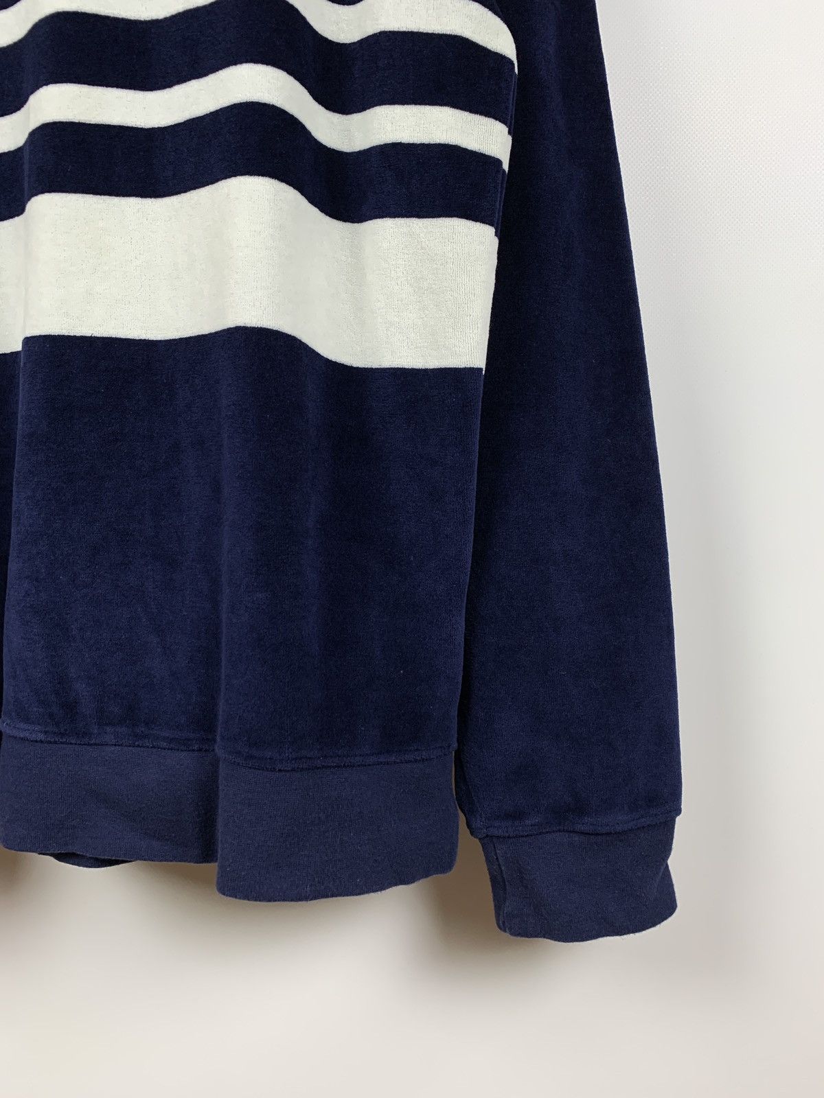 Stussy Vintage Stussy Towel Striped Navy/White Crewneck Sweatshirt Size US L / EU 52-54 / 3 - 9 Thumbnail