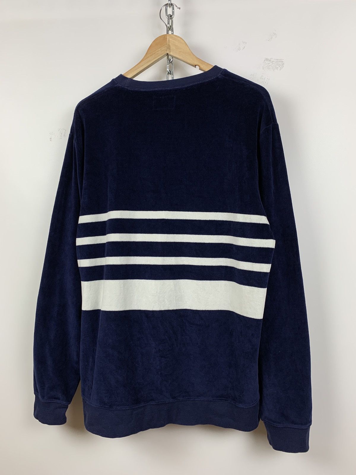 Stussy Vintage Stussy Towel Striped Navy/White Crewneck Sweatshirt Size US L / EU 52-54 / 3 - 12 Thumbnail