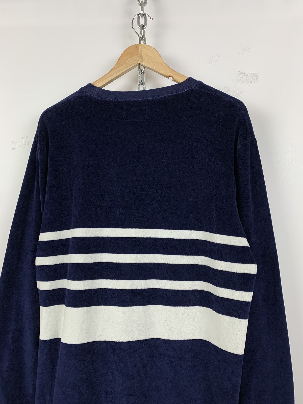 Stussy Vintage Stussy Towel Striped Navy/White Crewneck Sweatshirt Size US L / EU 52-54 / 3 - 13 Thumbnail