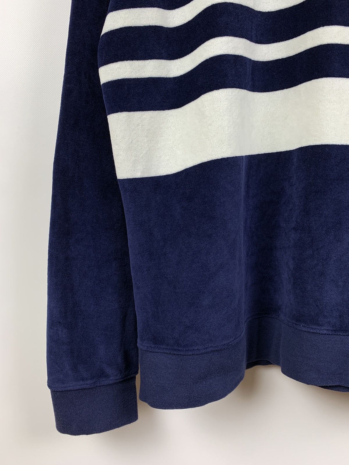 Stussy Vintage Stussy Towel Striped Navy/White Crewneck Sweatshirt Size US L / EU 52-54 / 3 - 10 Thumbnail