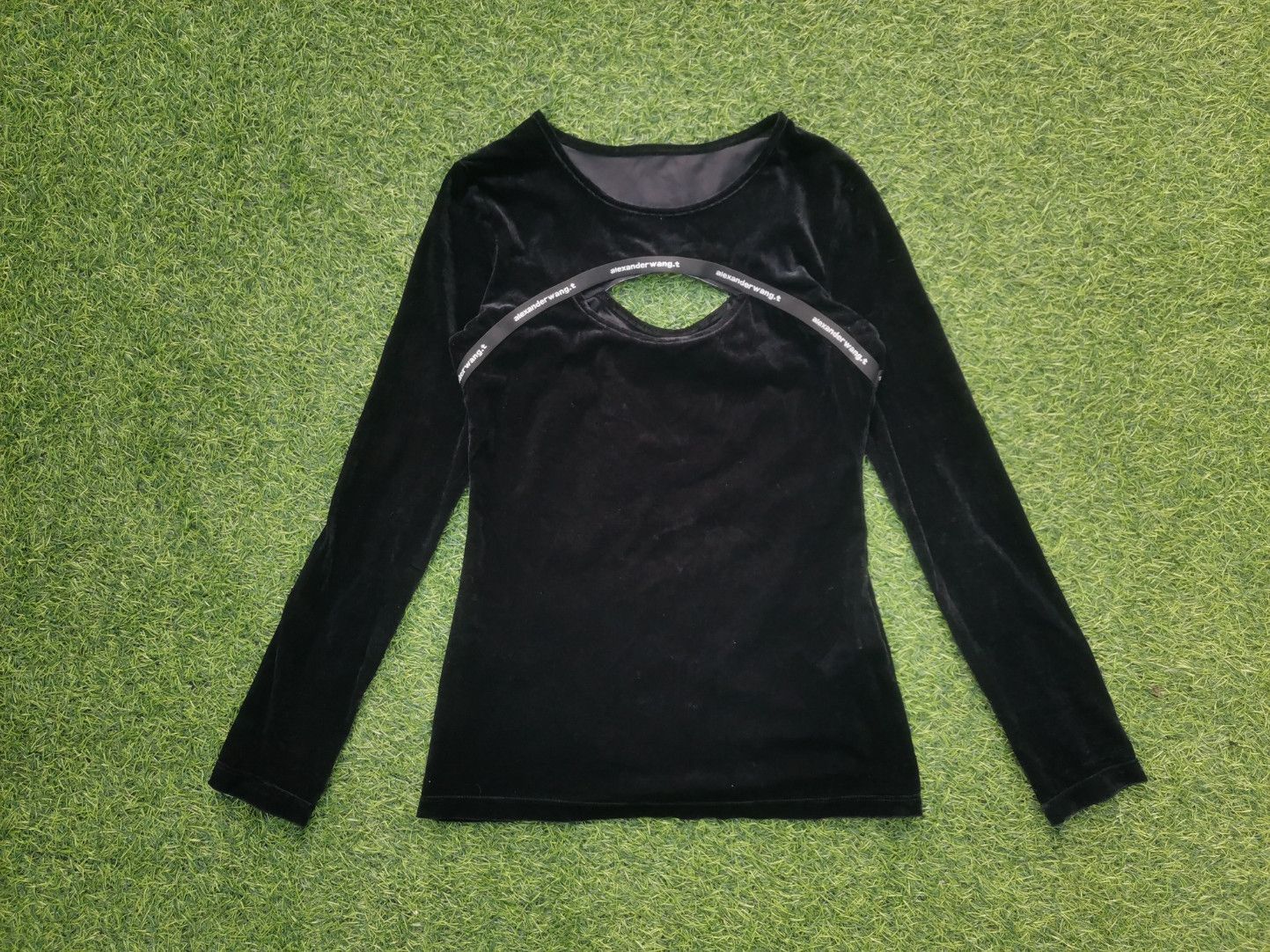 image of Alexander Wang Velour Cut Out Longsleeves in Black, Women's (Size Small)