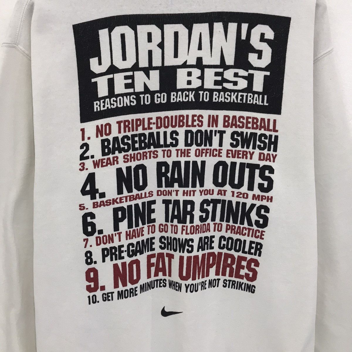 Jordan Brand × Nike × Vintage Vintage Nike Air Jordan’s Sweatshirt 10 Best Basketball Team Size US M / EU 48-50 / 2 - 8 Thumbnail