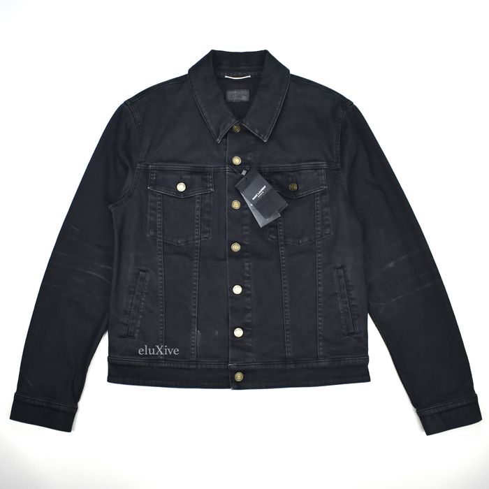 Saint Laurent Paris Saint Laurent Black Waxed Denim Trucker Jacket