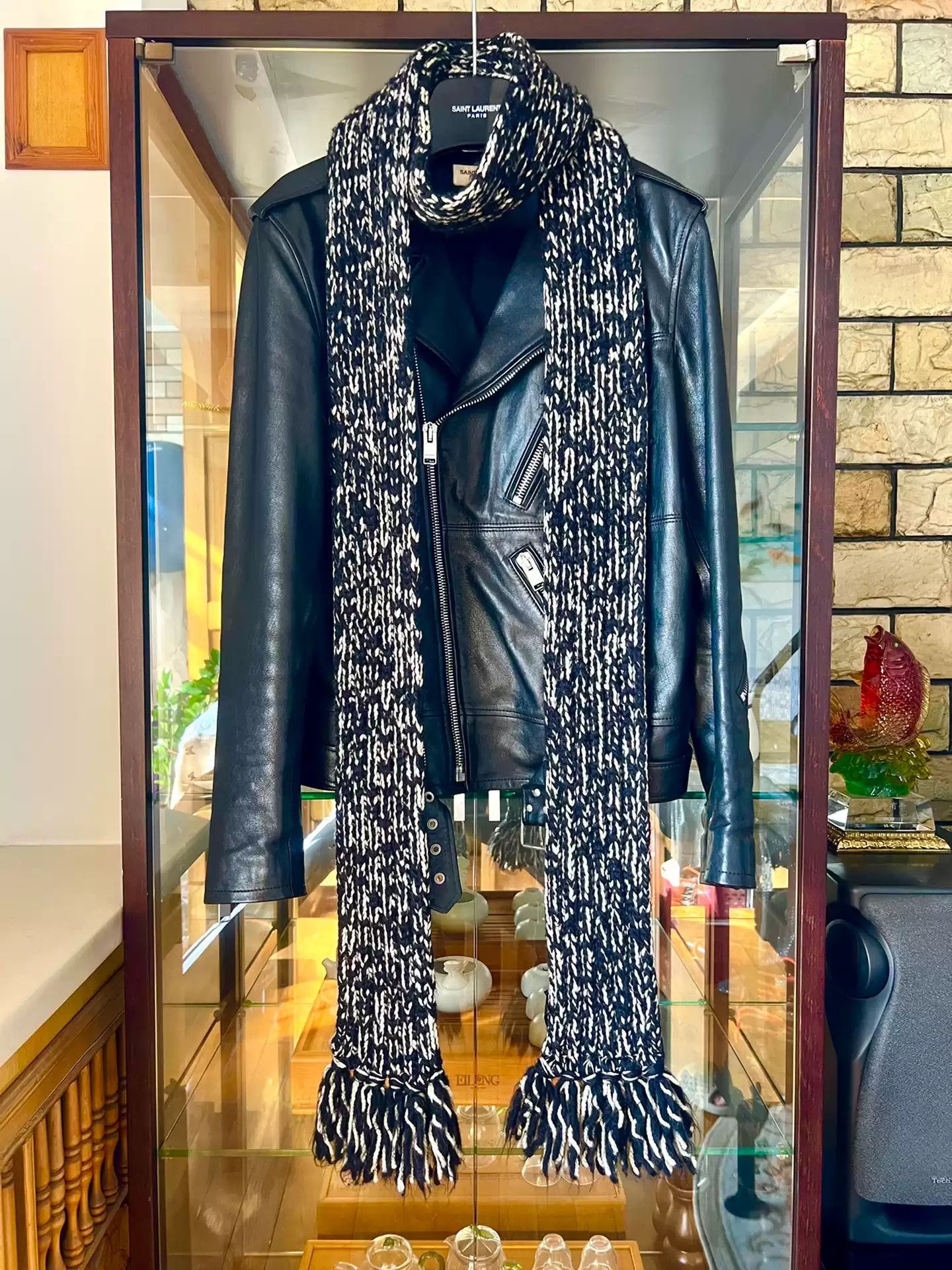 Yves Saint Laurent Saint Laurent 13Fw Black Woolen Tassels Scarf One Size Size ONE SIZE - 1 Thumbnail