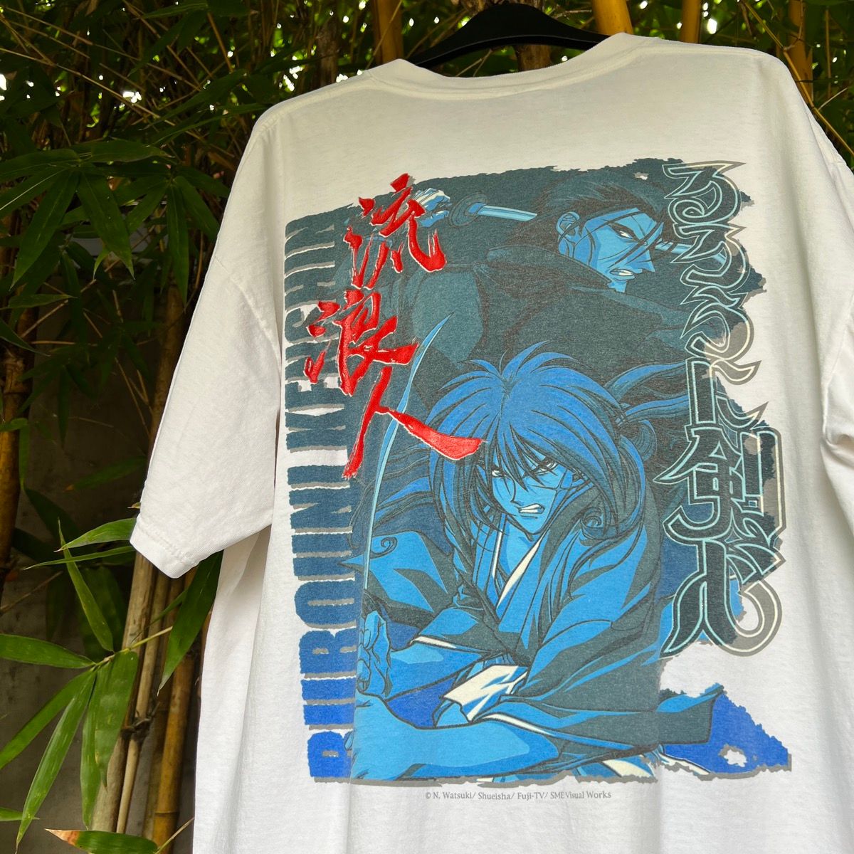 Pre-owned Cartoon Network X Vintage Vtg ‘00s Rurouni Kenshin Samurai X Anime Tee Shirt Saito In White